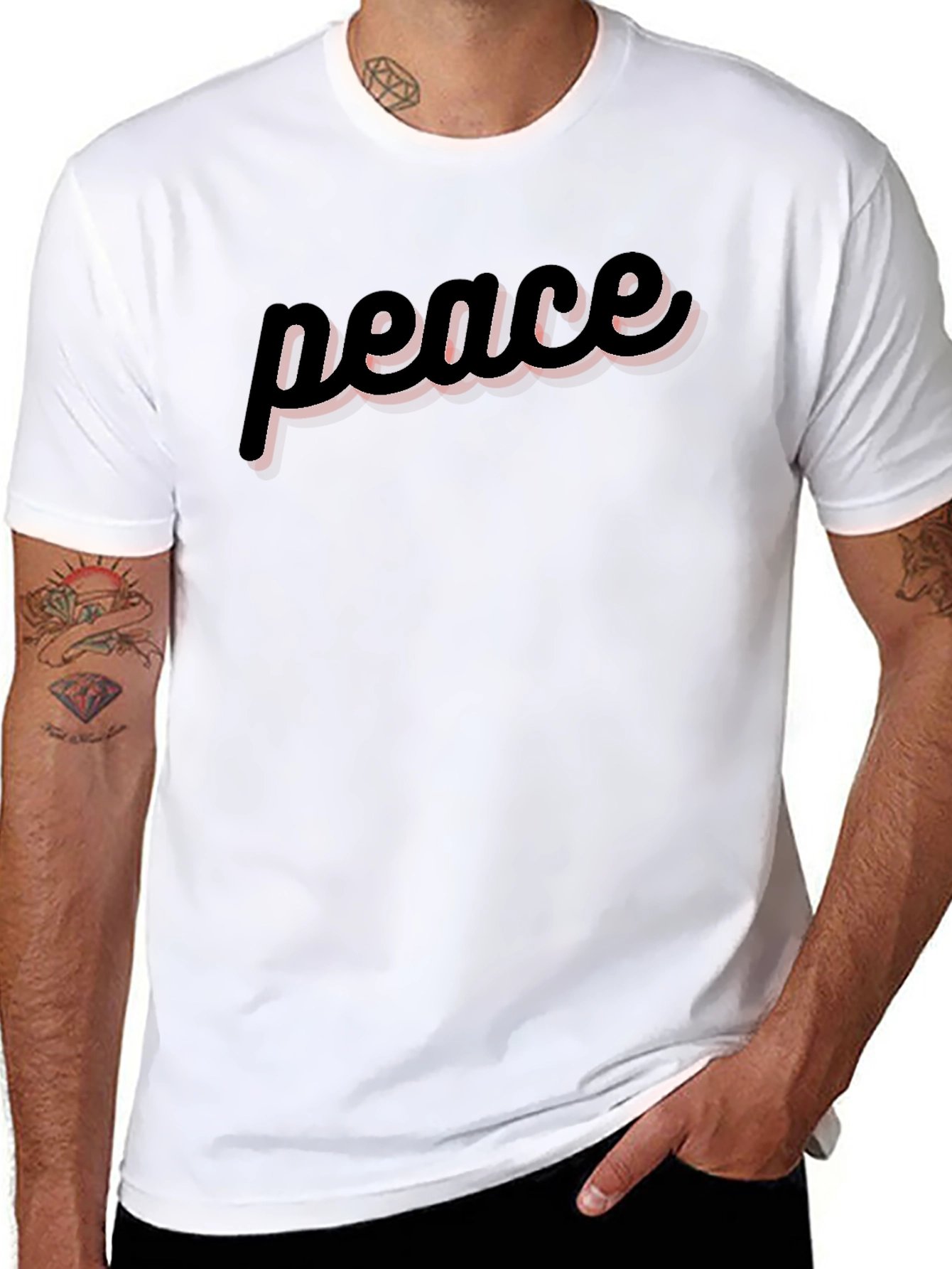 Black Peace Graphic Tee - Soft Cotton Casual Top view 8