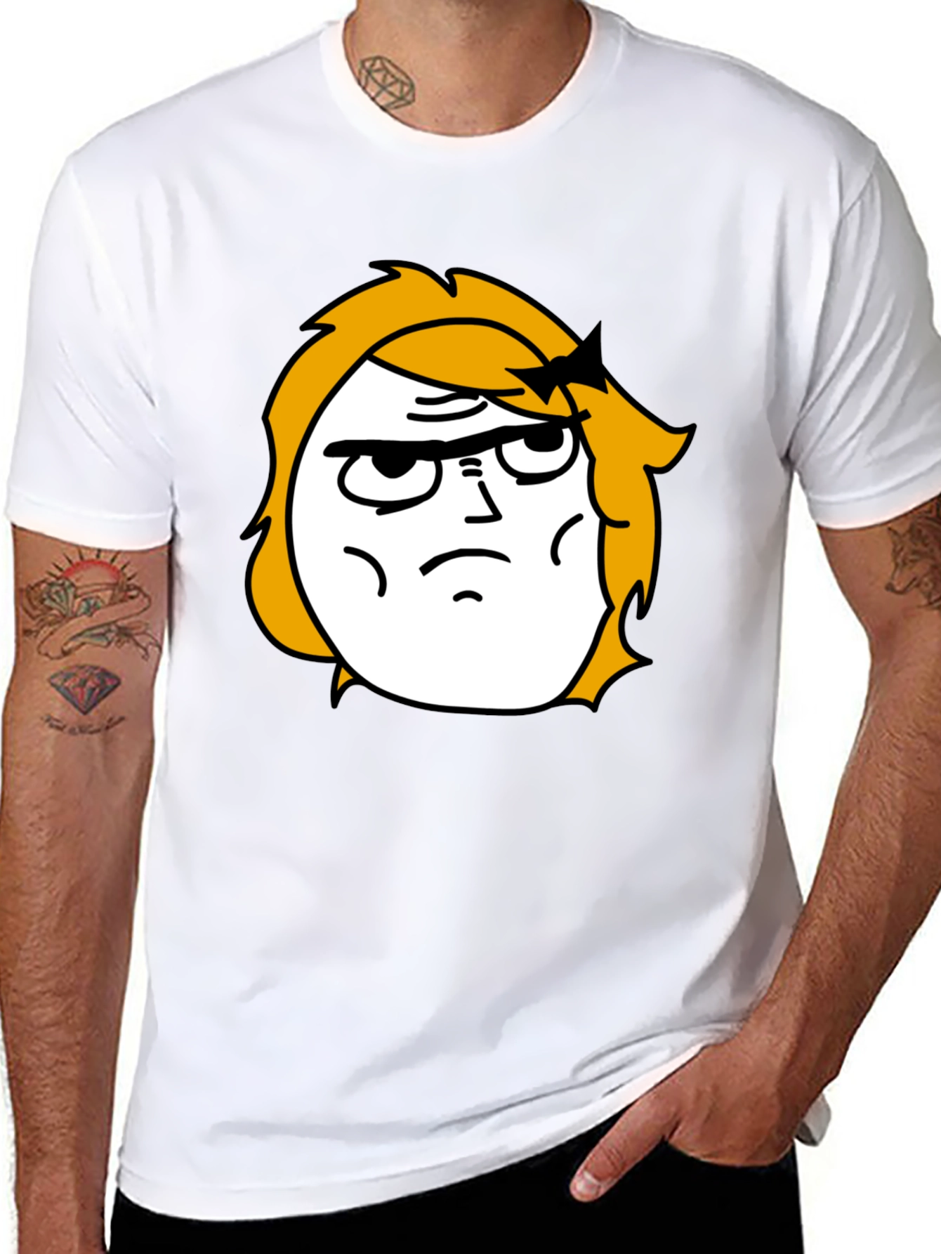 Black Meme Face Graphic Black T-Shirt view 8