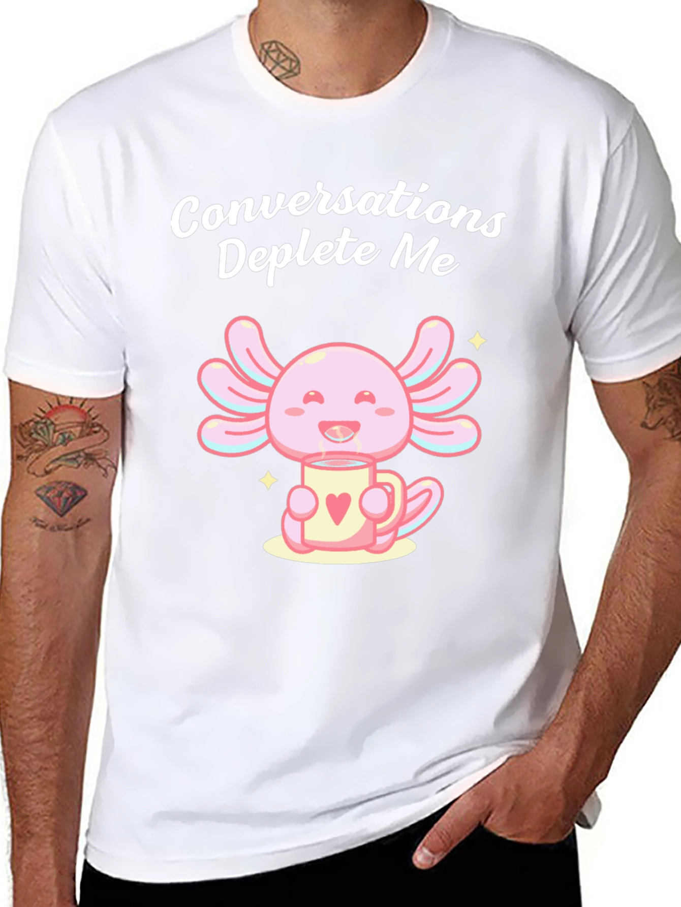 Black Conversations Deplete Me Axolotl T-Shirt view 8