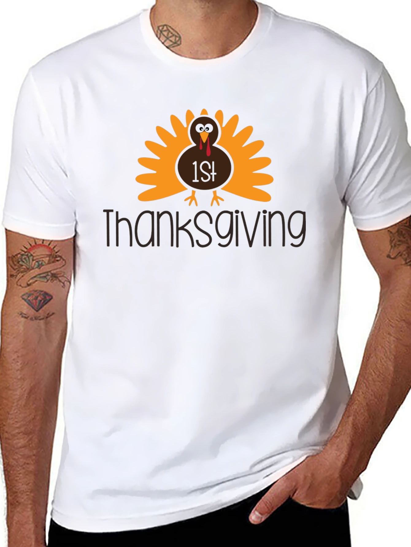 Black 1st Thanksgiving Turkey Graphic T-Shirt view 8