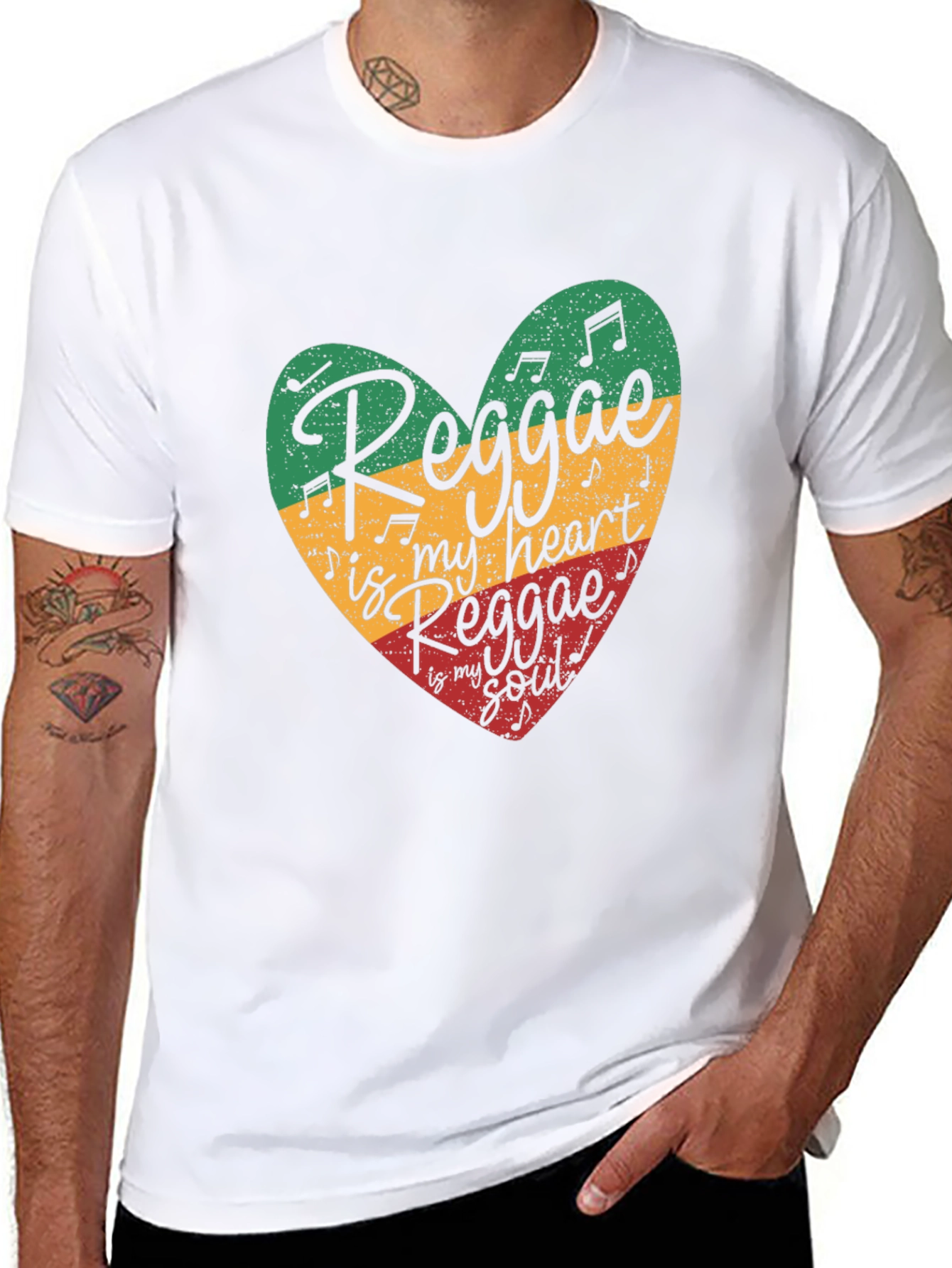 Black Reggae Heart T-Shirt - Music Lover Tee view 8