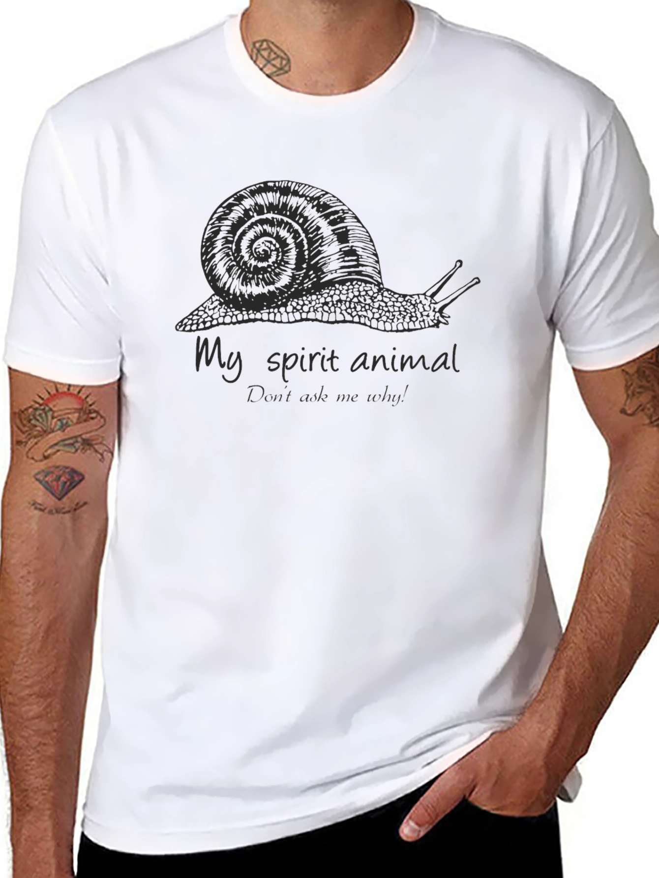 Black My Spirit Animal Snail T-Shirt - Relaxed Fit, Cotton Blend view 8