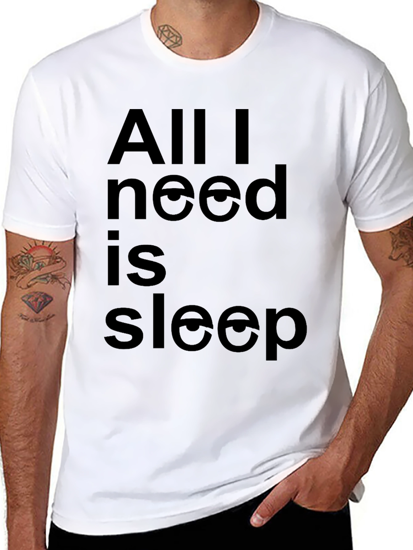 Black All I Need Is Sleep Funny Graphic Tee - Black T-Shirt view 8