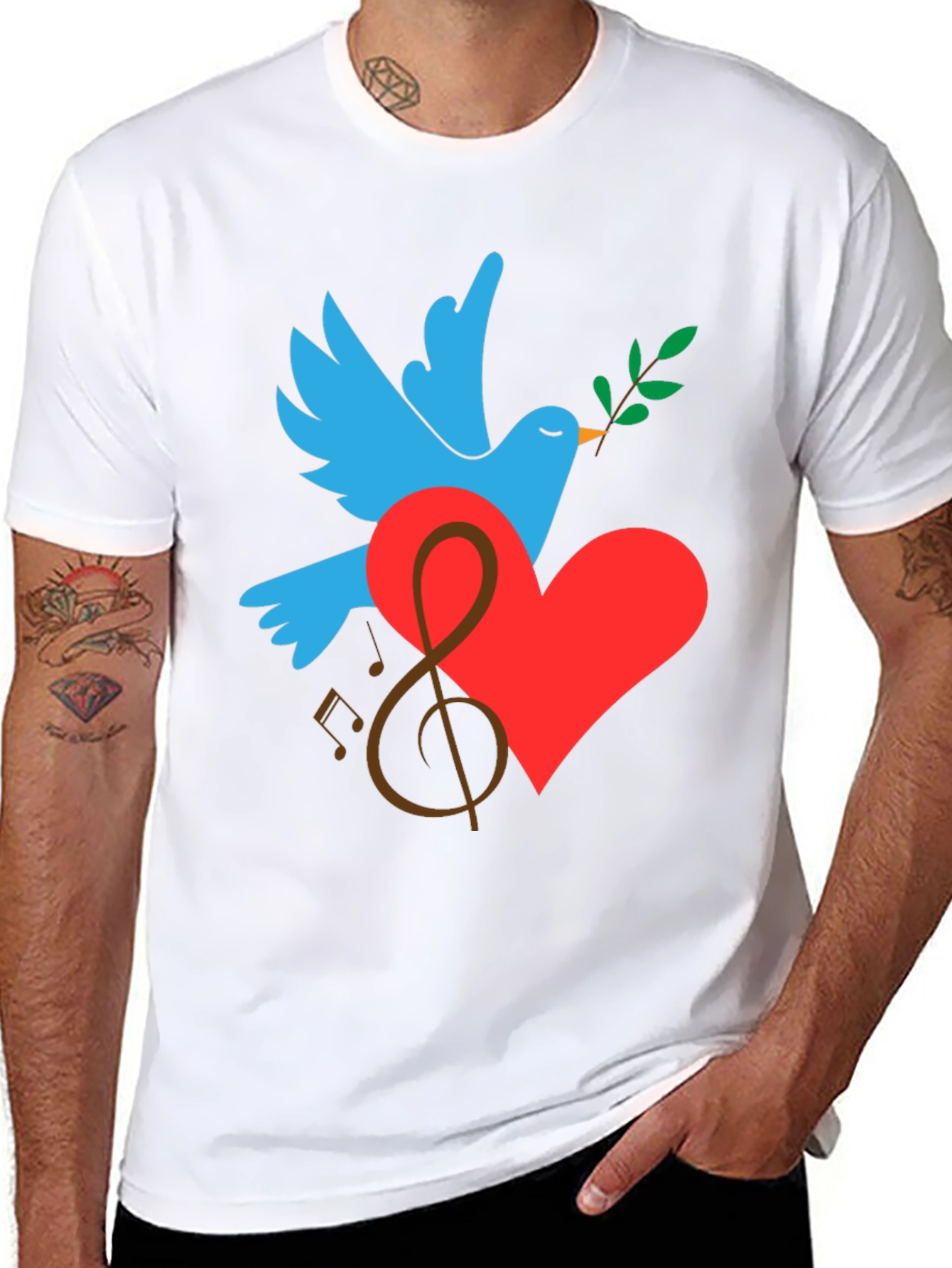 Black Peace Dove Graphic Print Black T-Shirt view 8