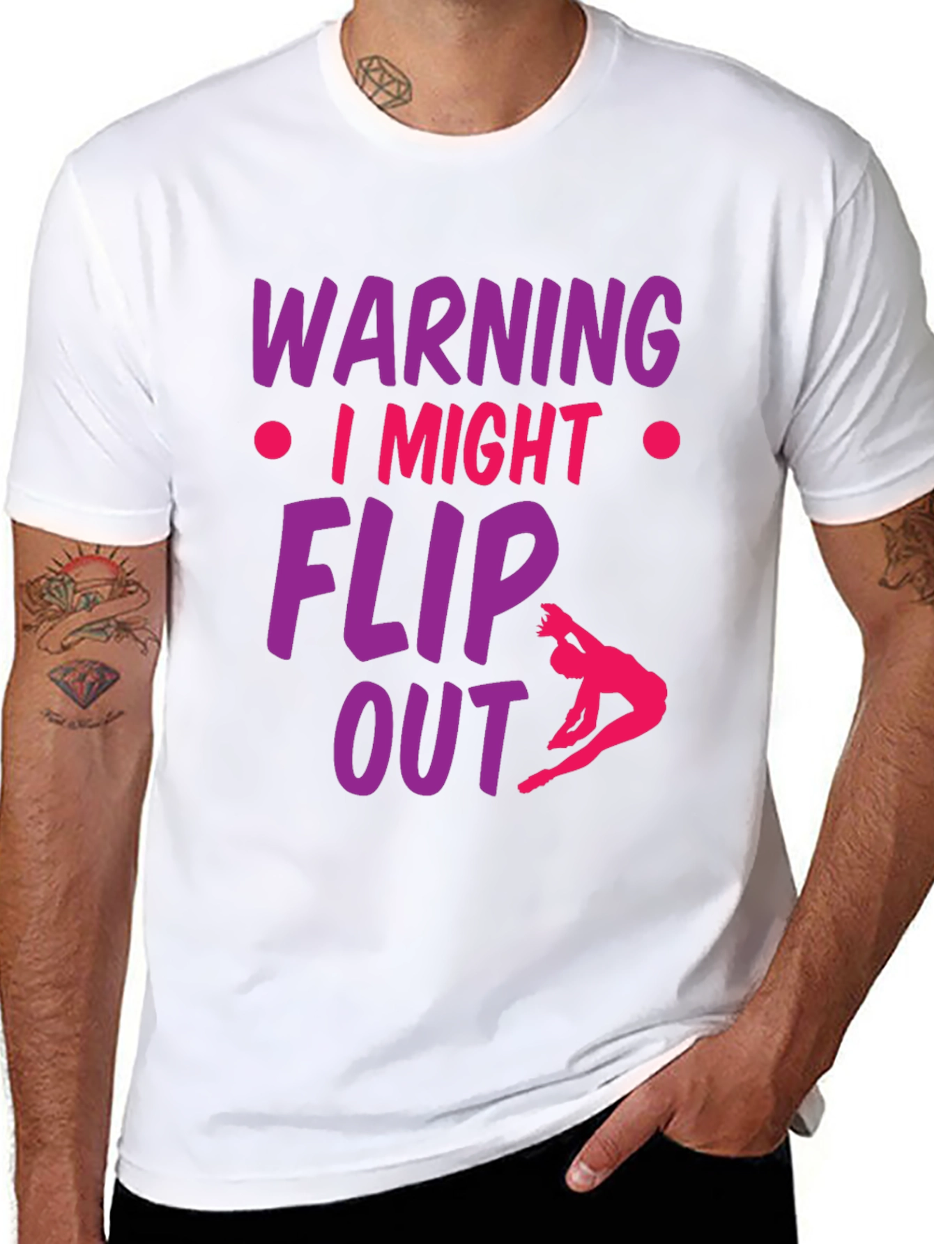 Black Warning I Might Flip Out Gymnast T-Shirt view 8
