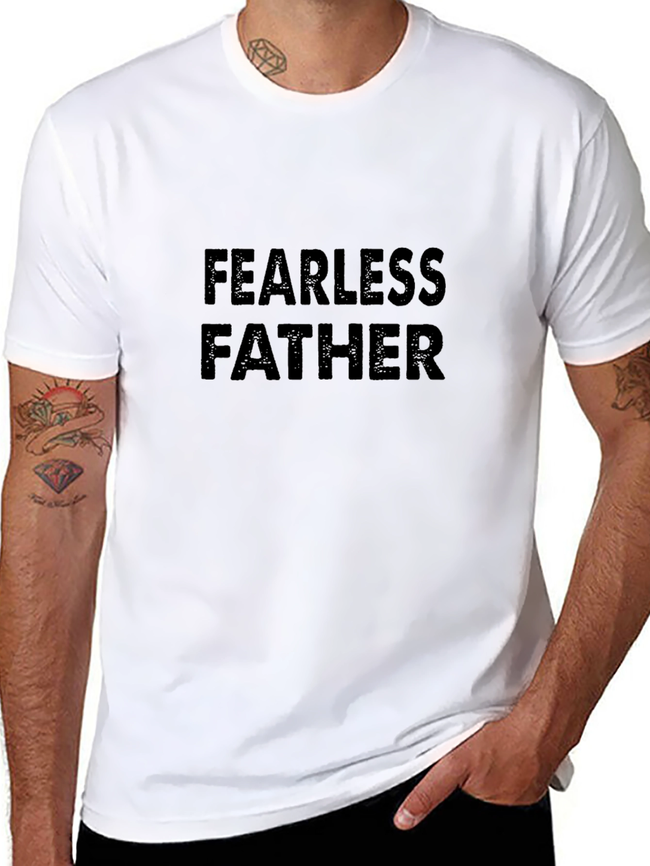Black Fearless Father Black T-Shirt view 8