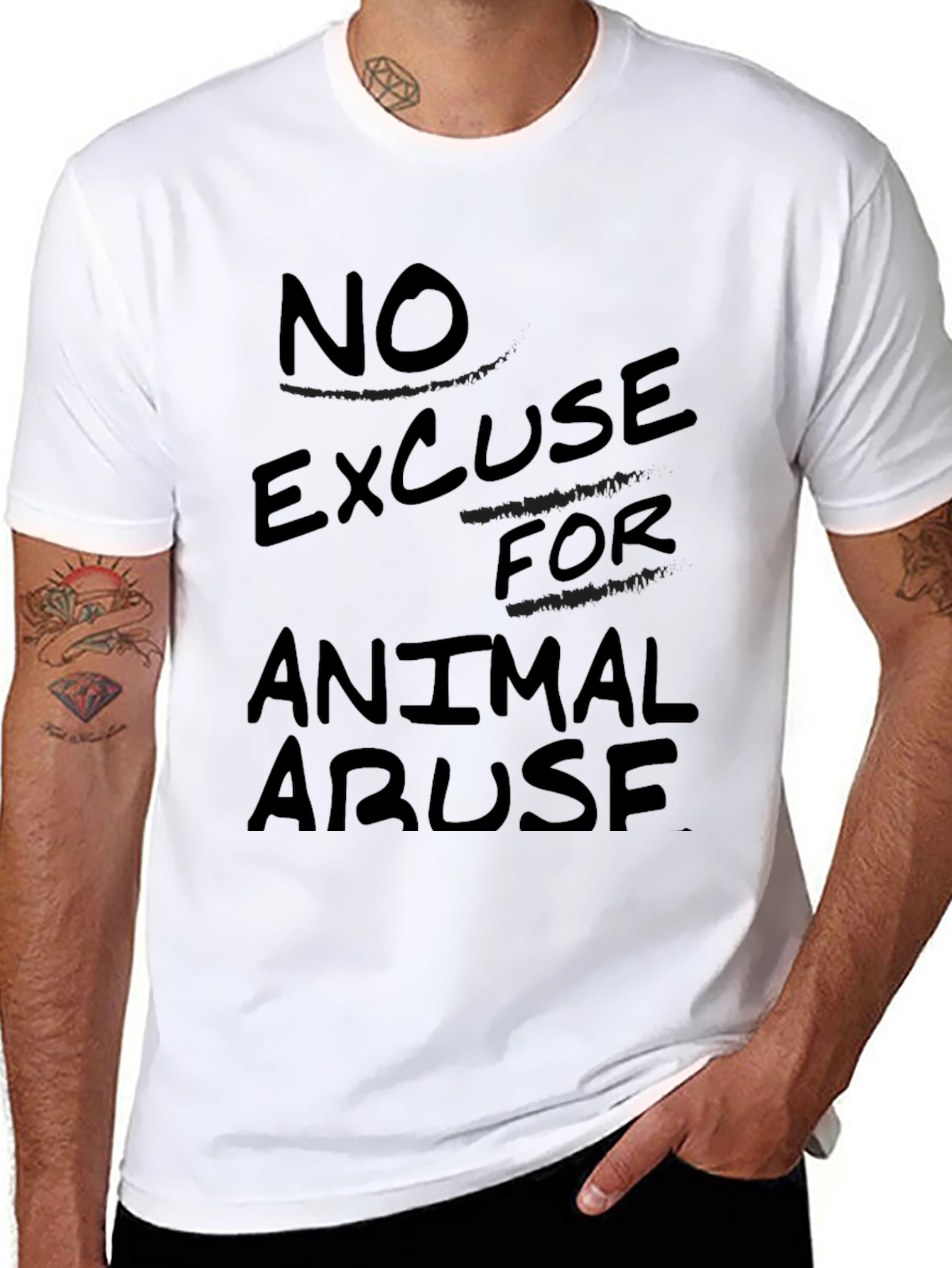 Black No Excuse for Animal Abuse Graphic Tee view 8