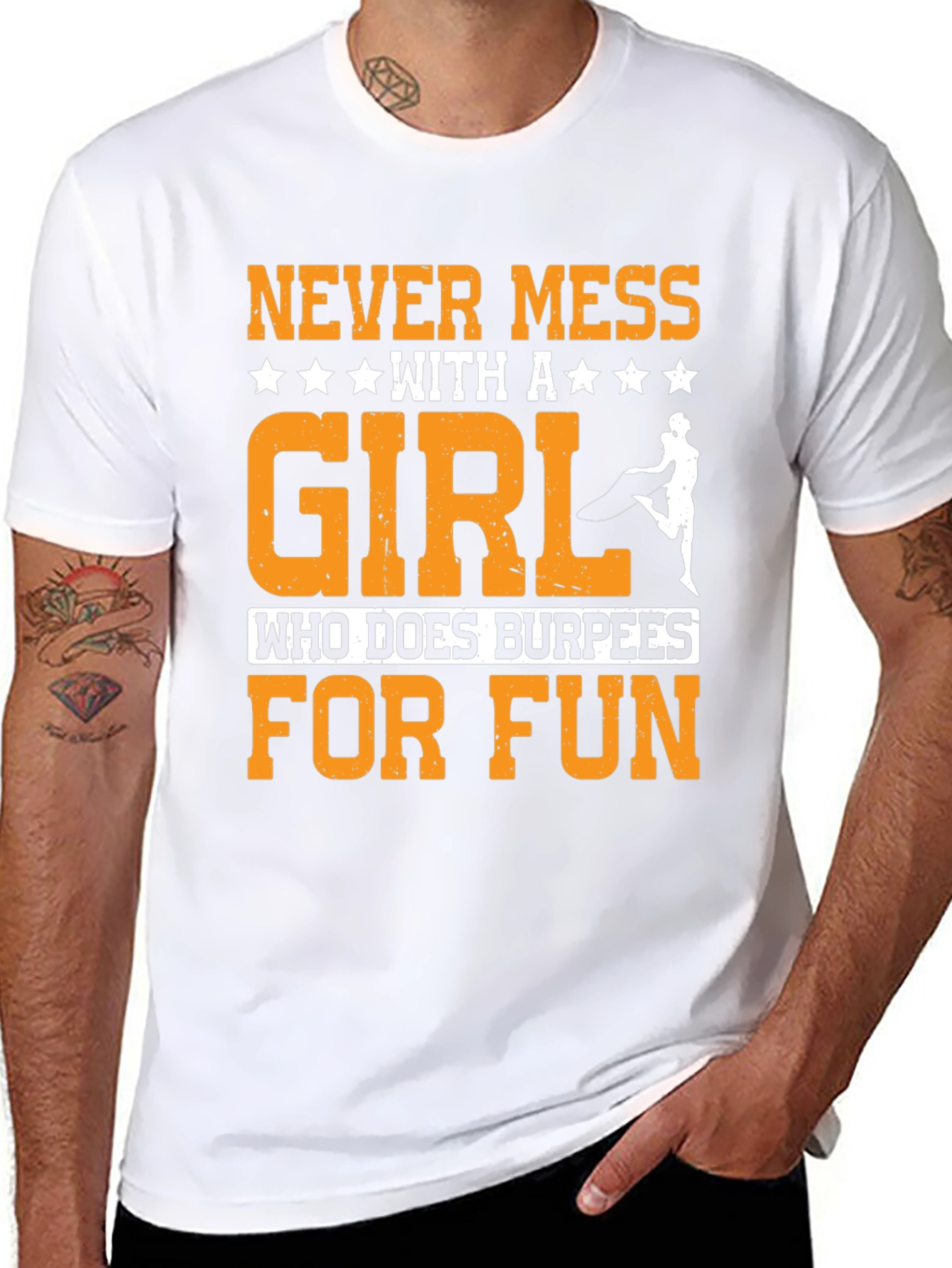 Black Never Mess with Burpees Girl T-Shirt view 8