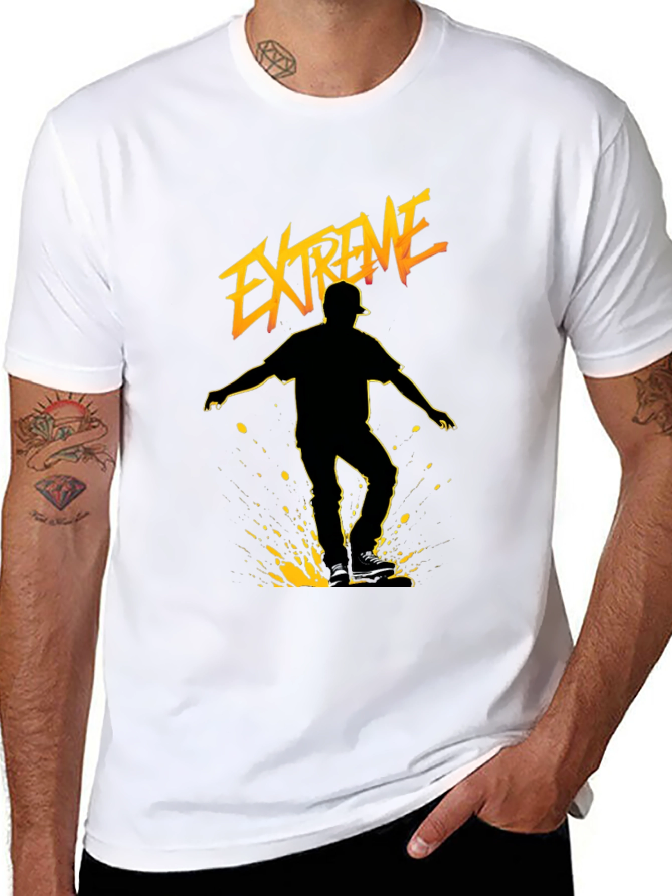 Black Extreme Skater Graphic Tee - Black Cotton Blend view 8