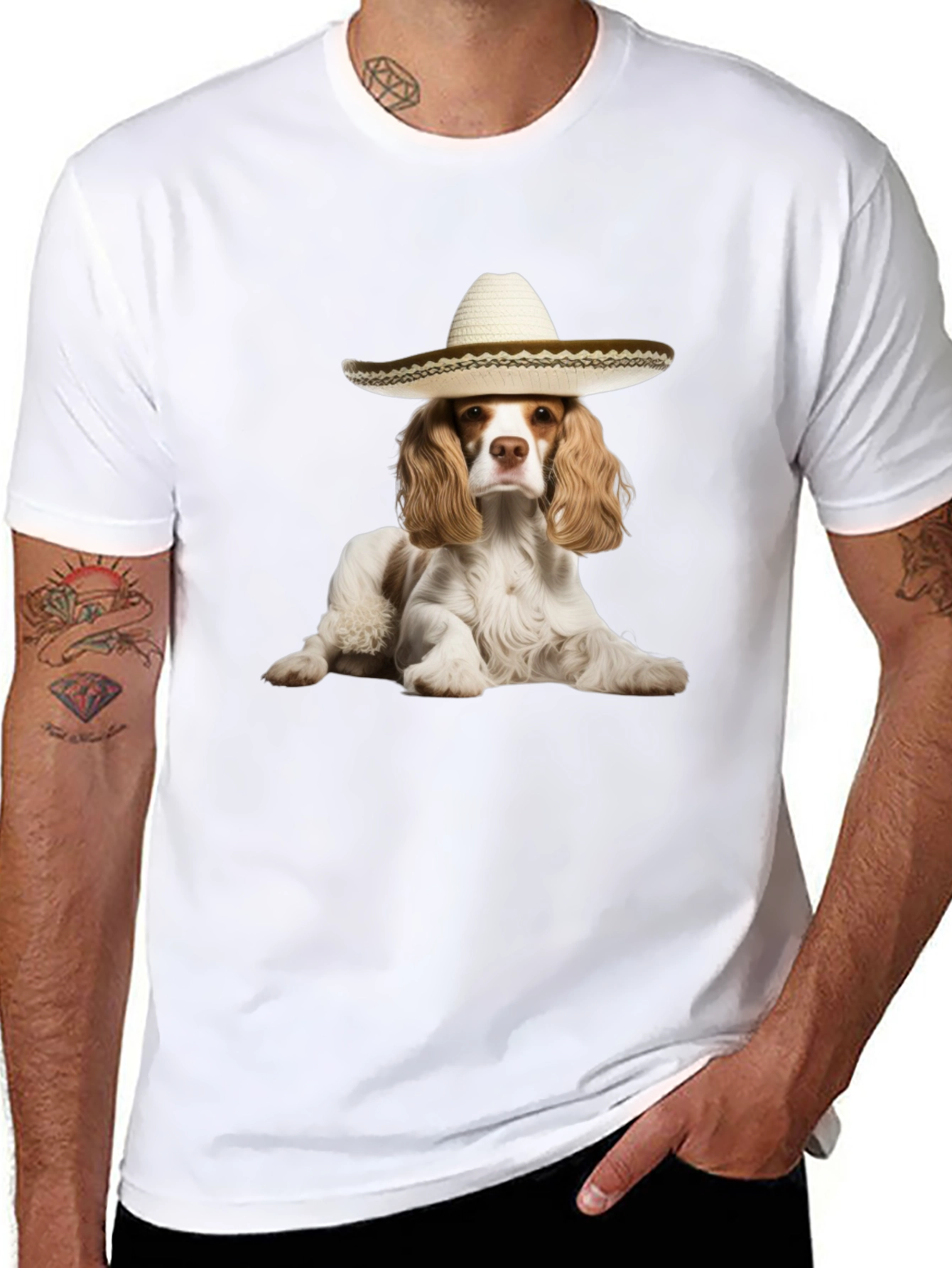 Black Dog Sombrero Graphic Tee - Funny Pet Lover T-Shirt view 8