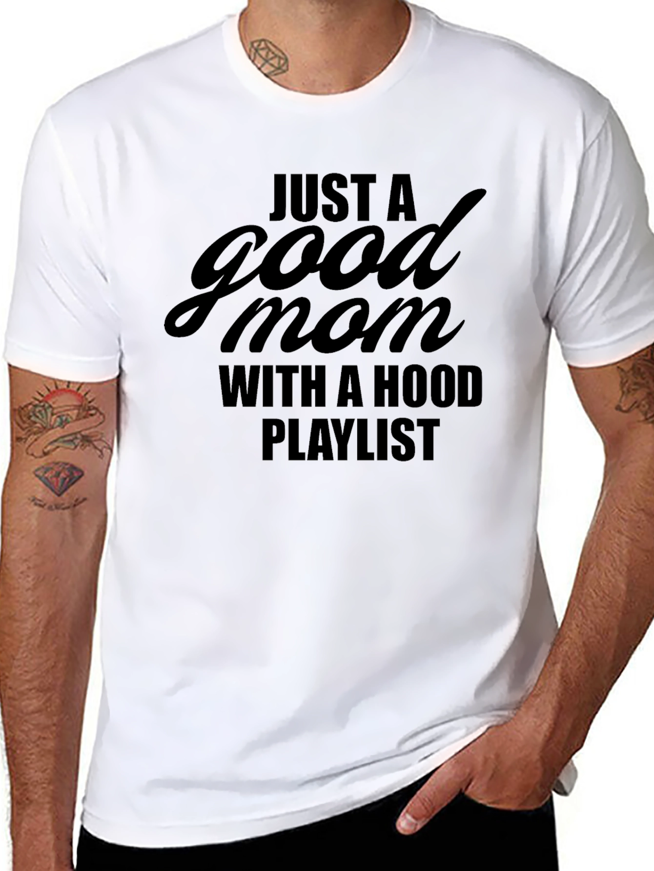 Just a Good Mom with a Hood Playlist T-Shirt - 8