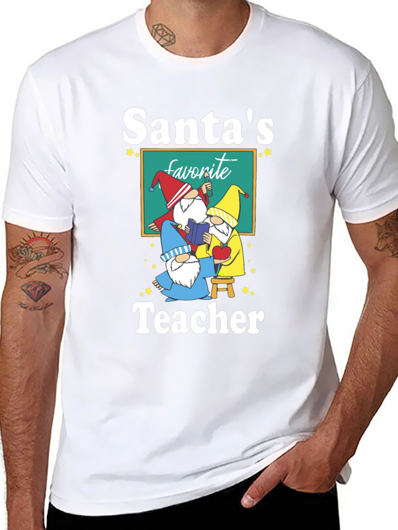 Black Santa's Favorite Teacher T-Shirt view 8