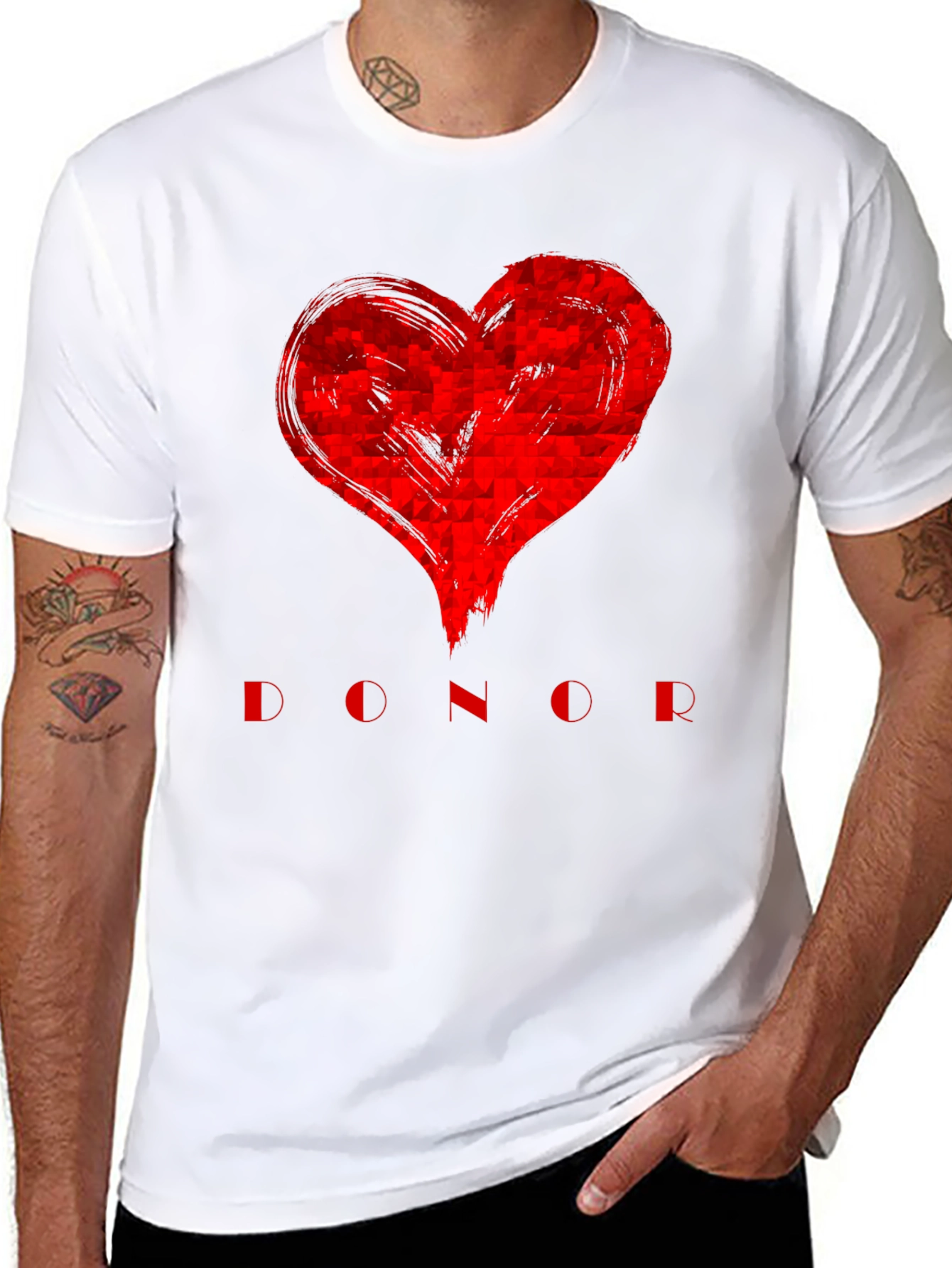 Black Red Heart Donor Graphic Tee - Unisex view 8