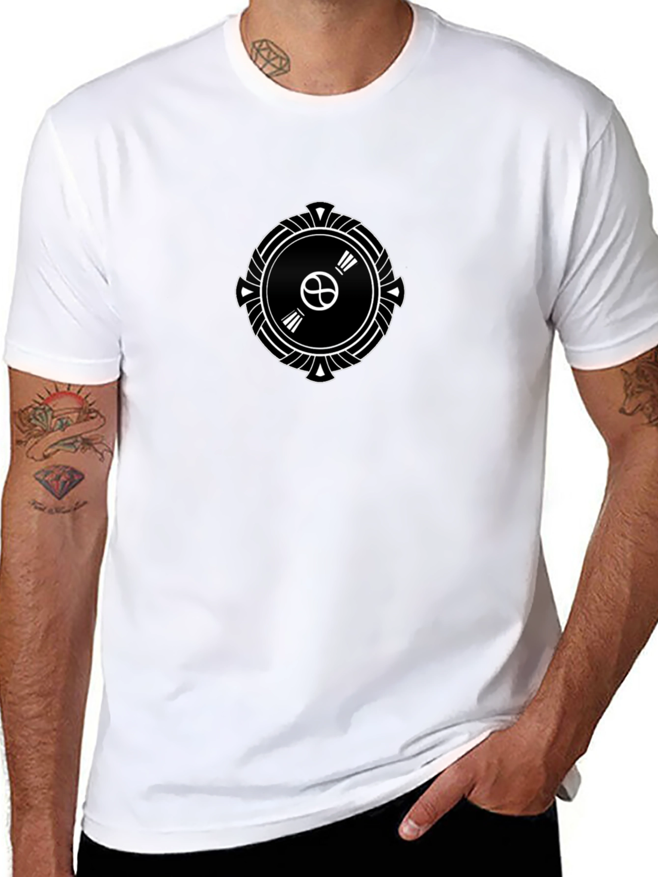 Black Geometric Symbol Black Tee view 8