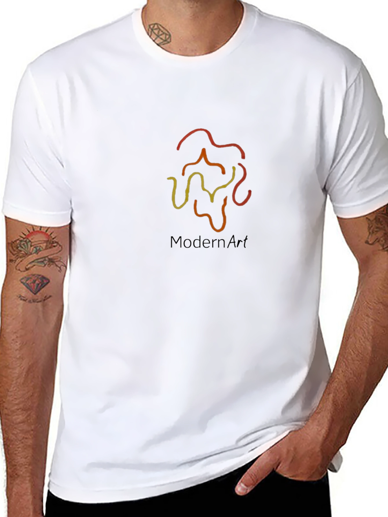 Black Modern Art Graphic Print Black T-Shirt view 8