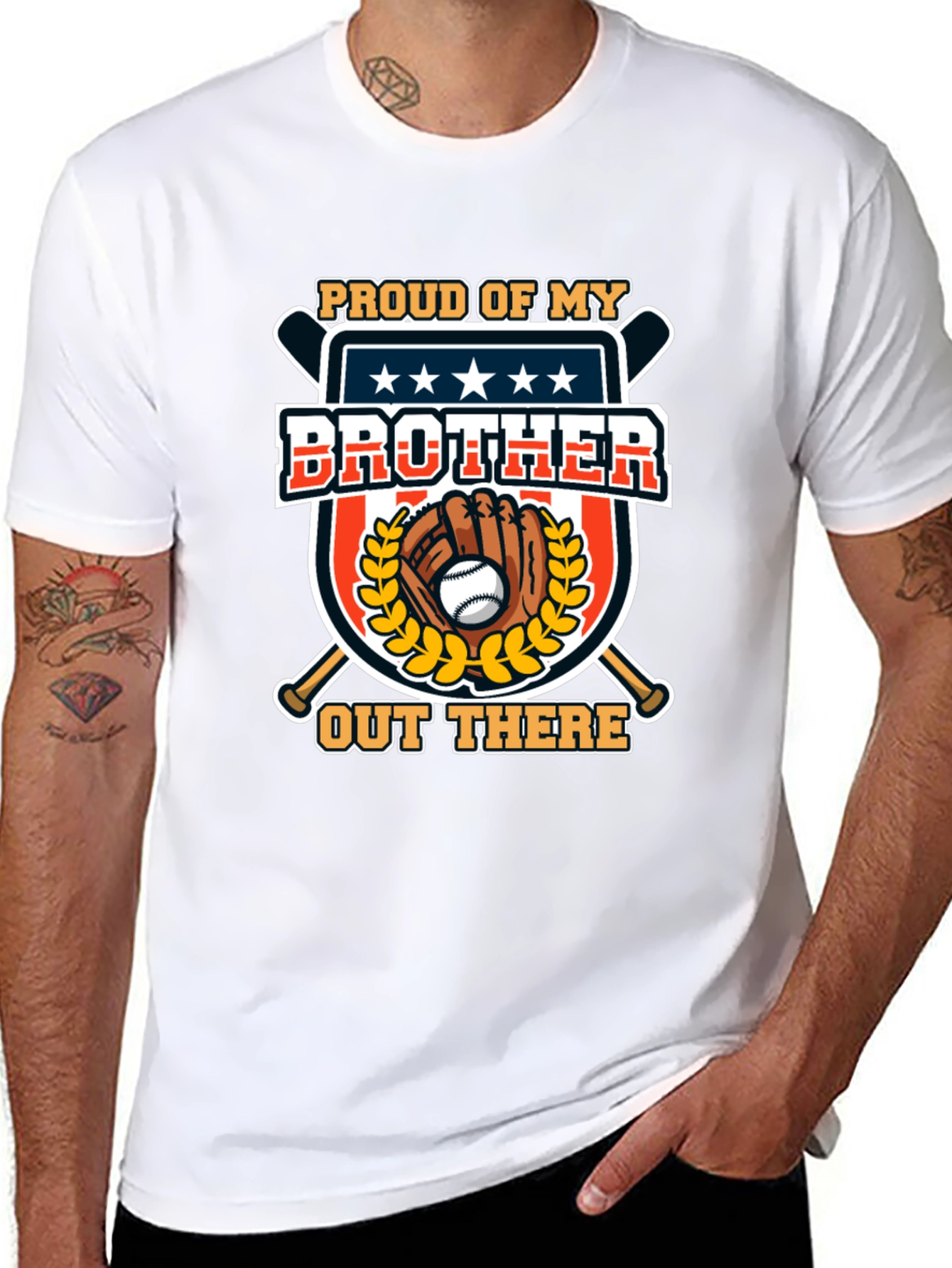 Black Proud Brother Baseball T-Shirt view 8