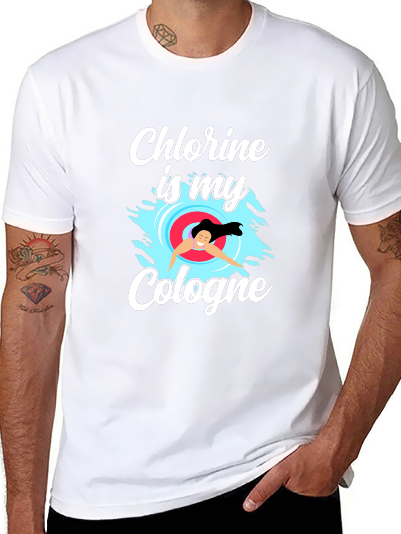 Black Chlorine Is My Cologne T-Shirt - Swimmer Gift view 8