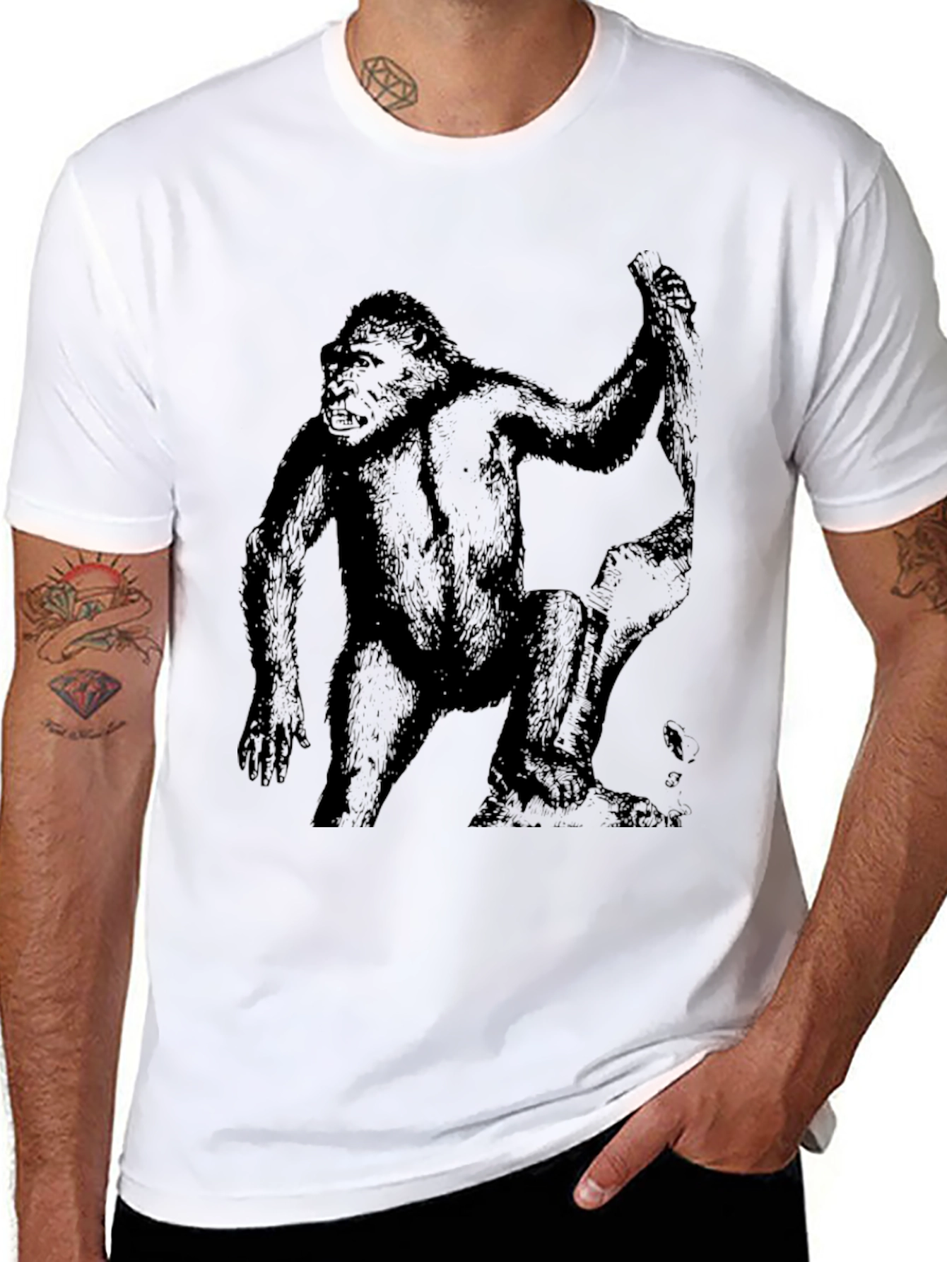 Black Gorilla Graphic Tee - Classic Black Cotton Shirt view 8