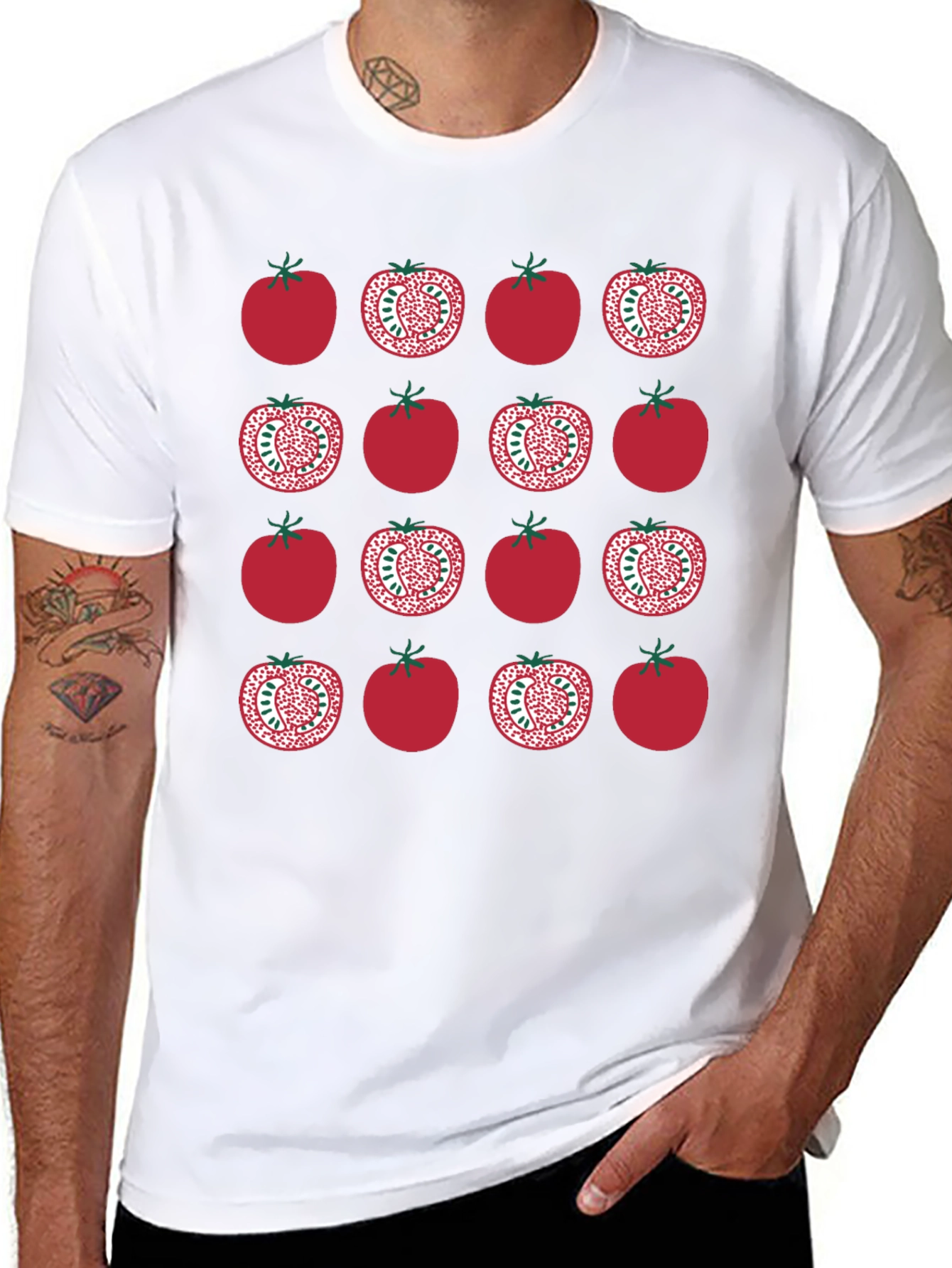 Black Tomato Pattern Black T-Shirt view 8