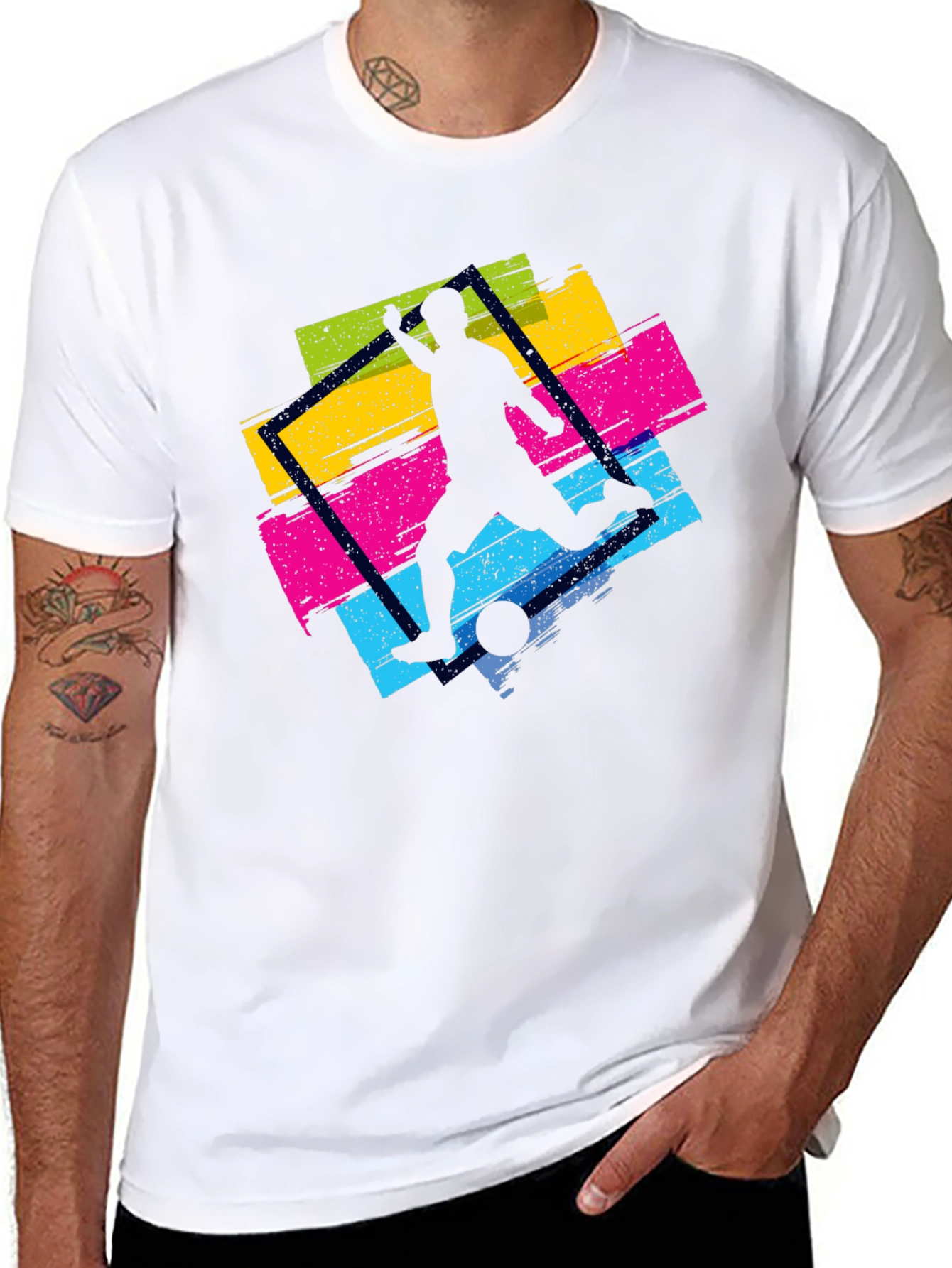 Black Vibrant Soccer Graphic Tee - Black Casual Shirt view 8