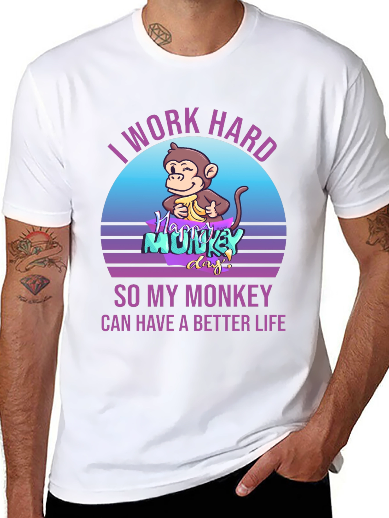 Black I Work Hard So My Monkey Can Have A Better Life Graphic Tee view 8