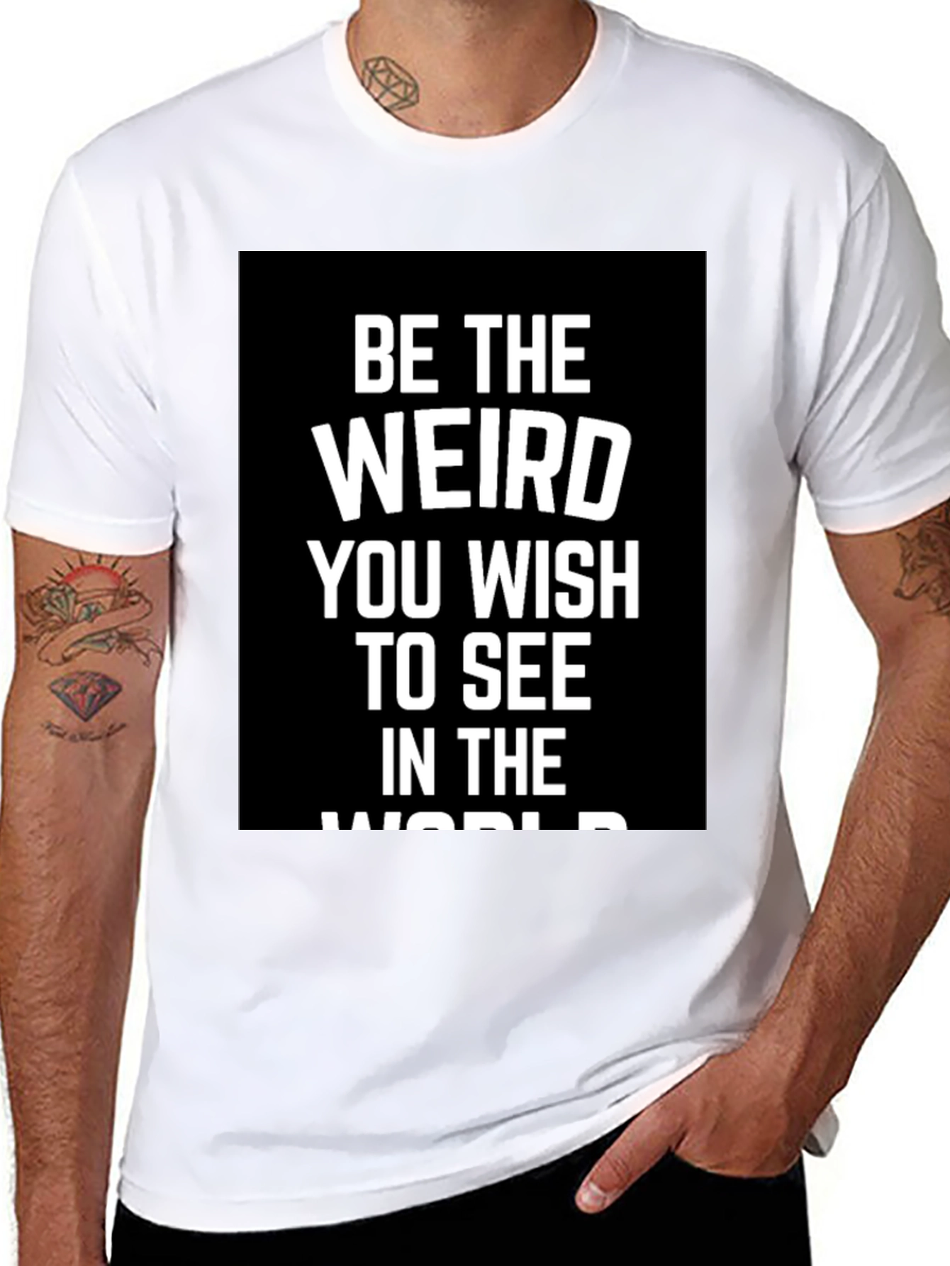 Black Be The Weird T-Shirt - Inspirational Graphic Tee view 8
