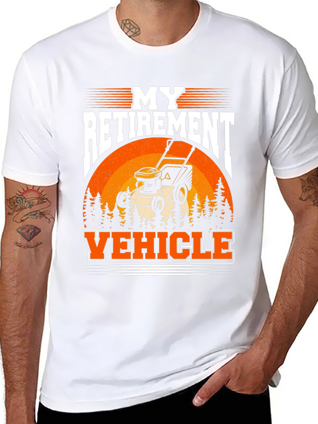 Black My Retirement Vehicle T-Shirt - Lawn Mower Graphic view 8