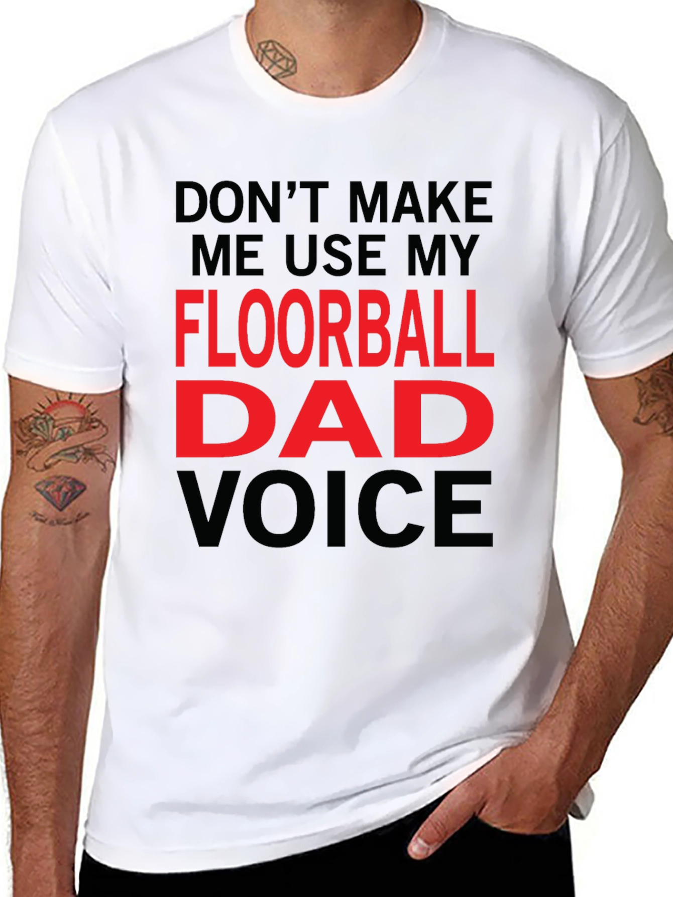 Black Floorball Dad Voice T-Shirt - Funny Gift view 8