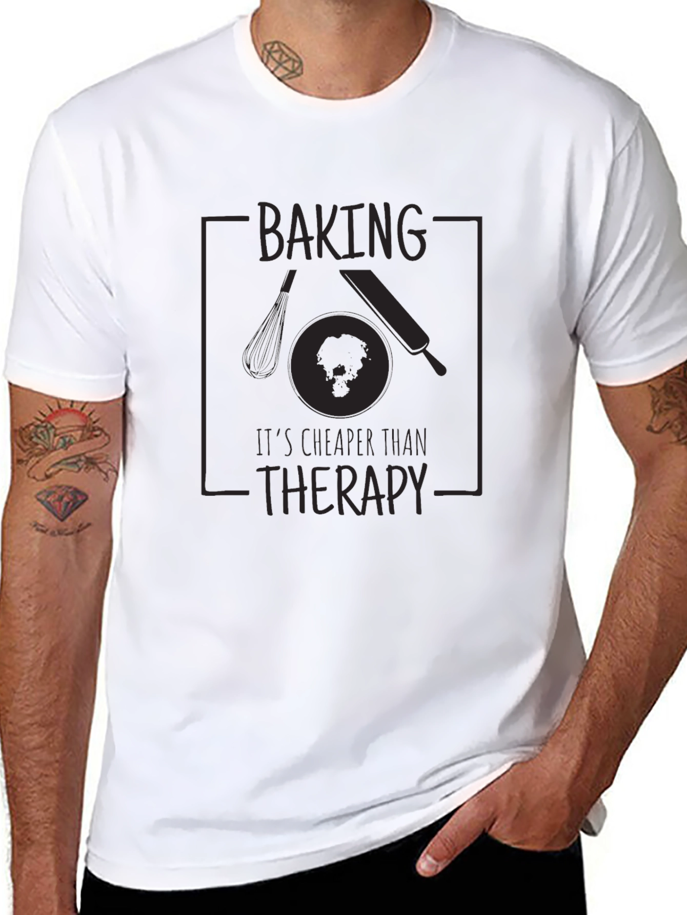 Black Baking Therapy Tee - Funny Baker Shirt view 8