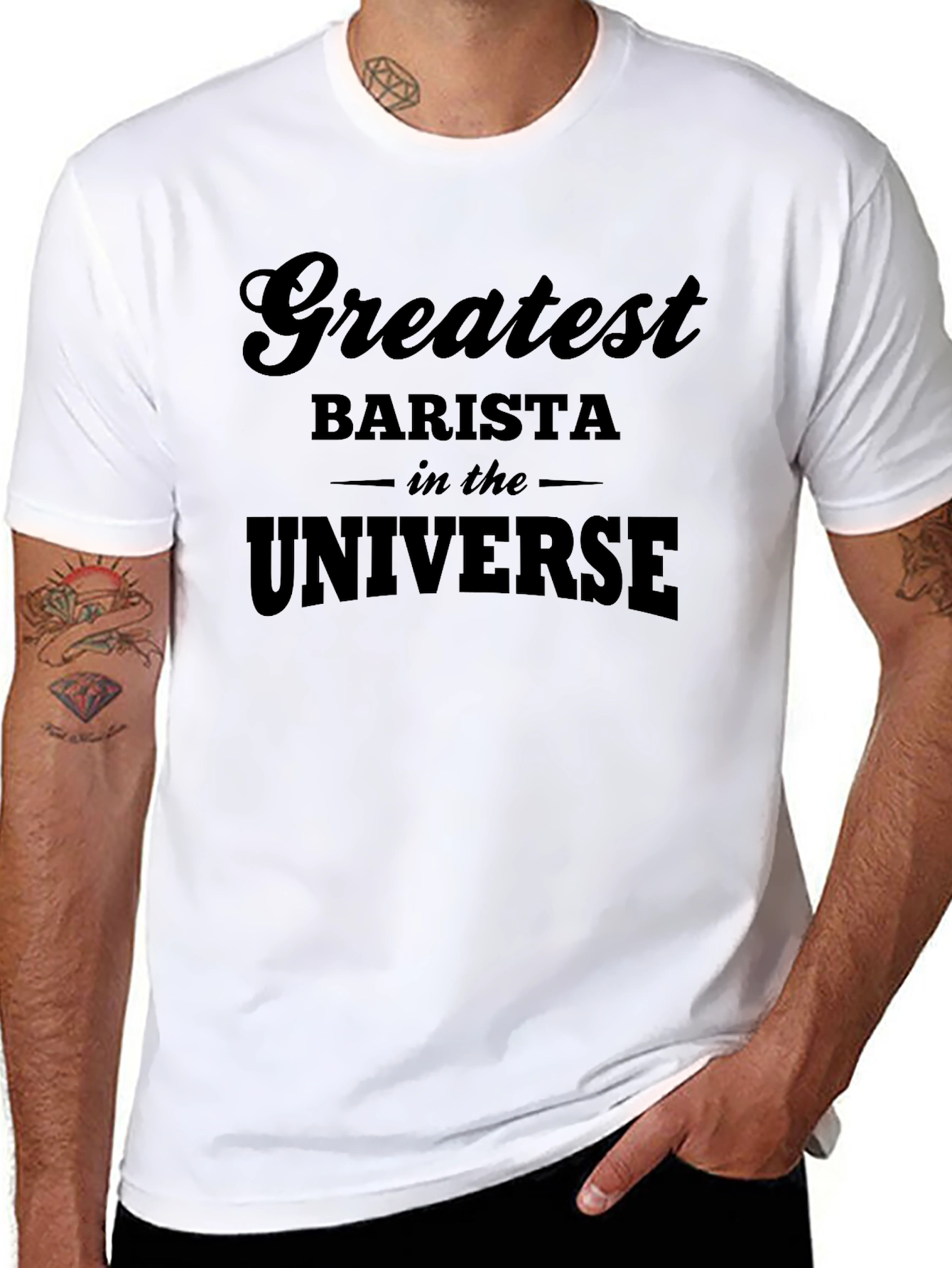 Black Greatest Barista in the Universe Black T-Shirt view 8
