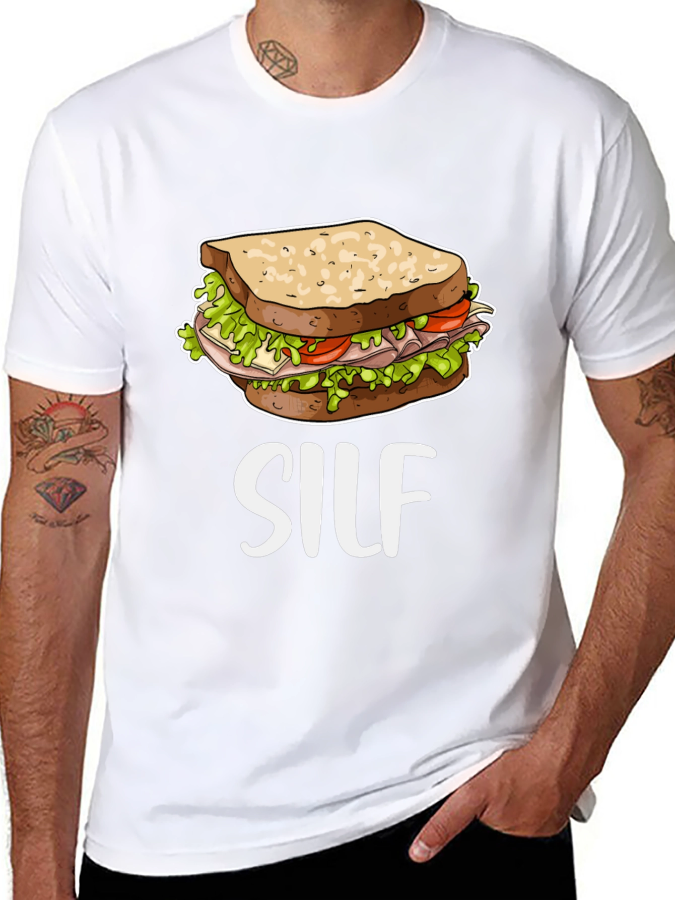 Black SILF Sandwich Funny T-Shirt view 8