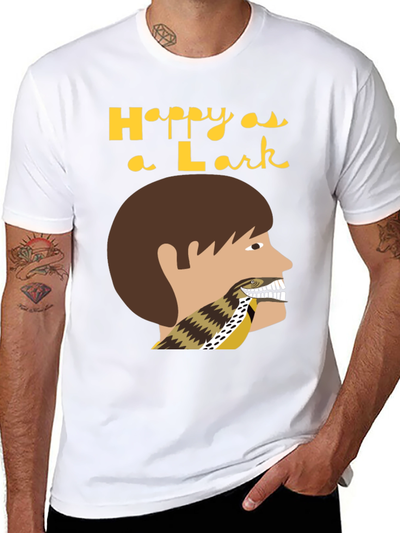 Black Happy as a Lark T-Shirt view 8