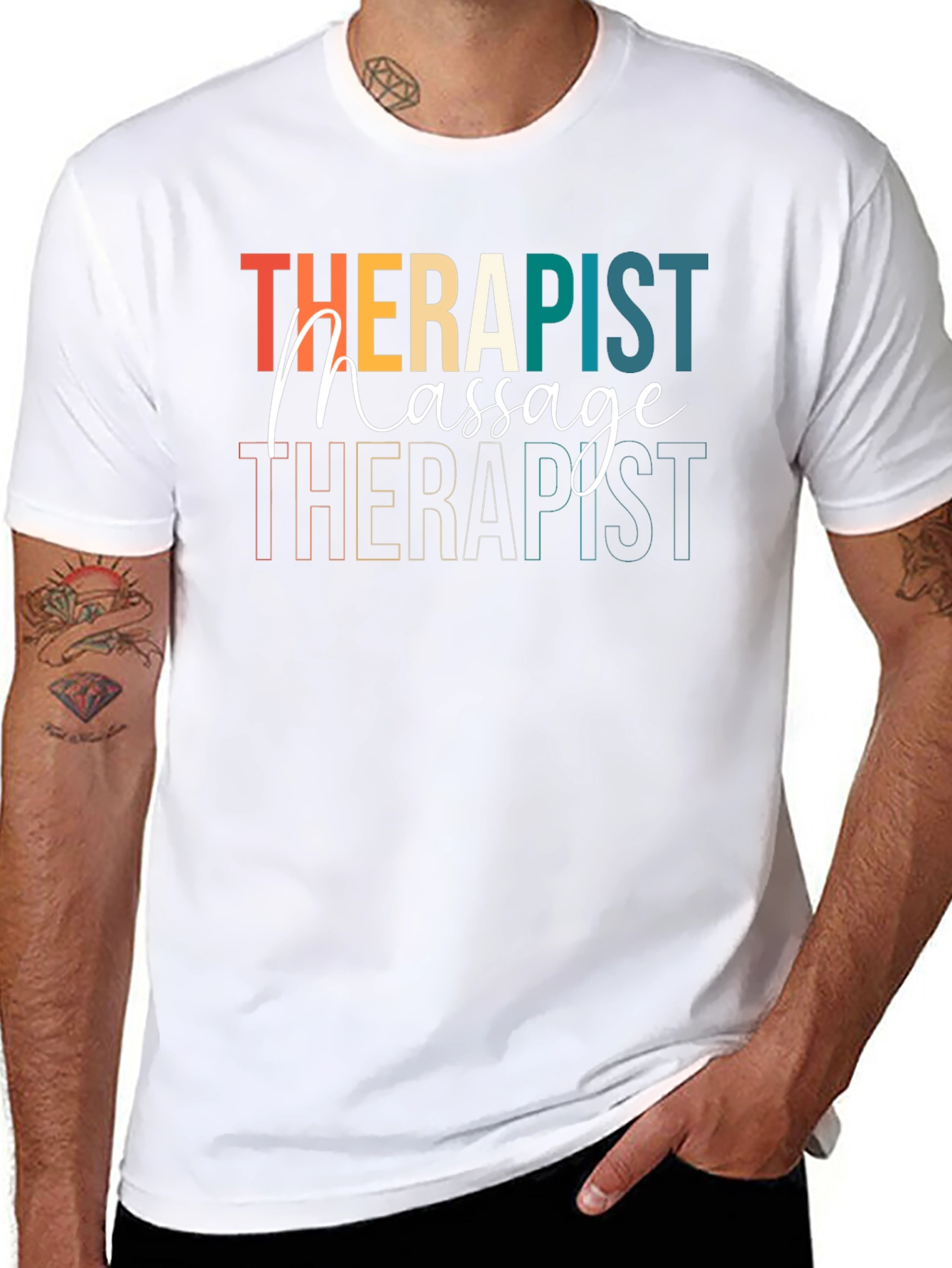 Black Massage Therapist T-Shirt Retro Design view 8