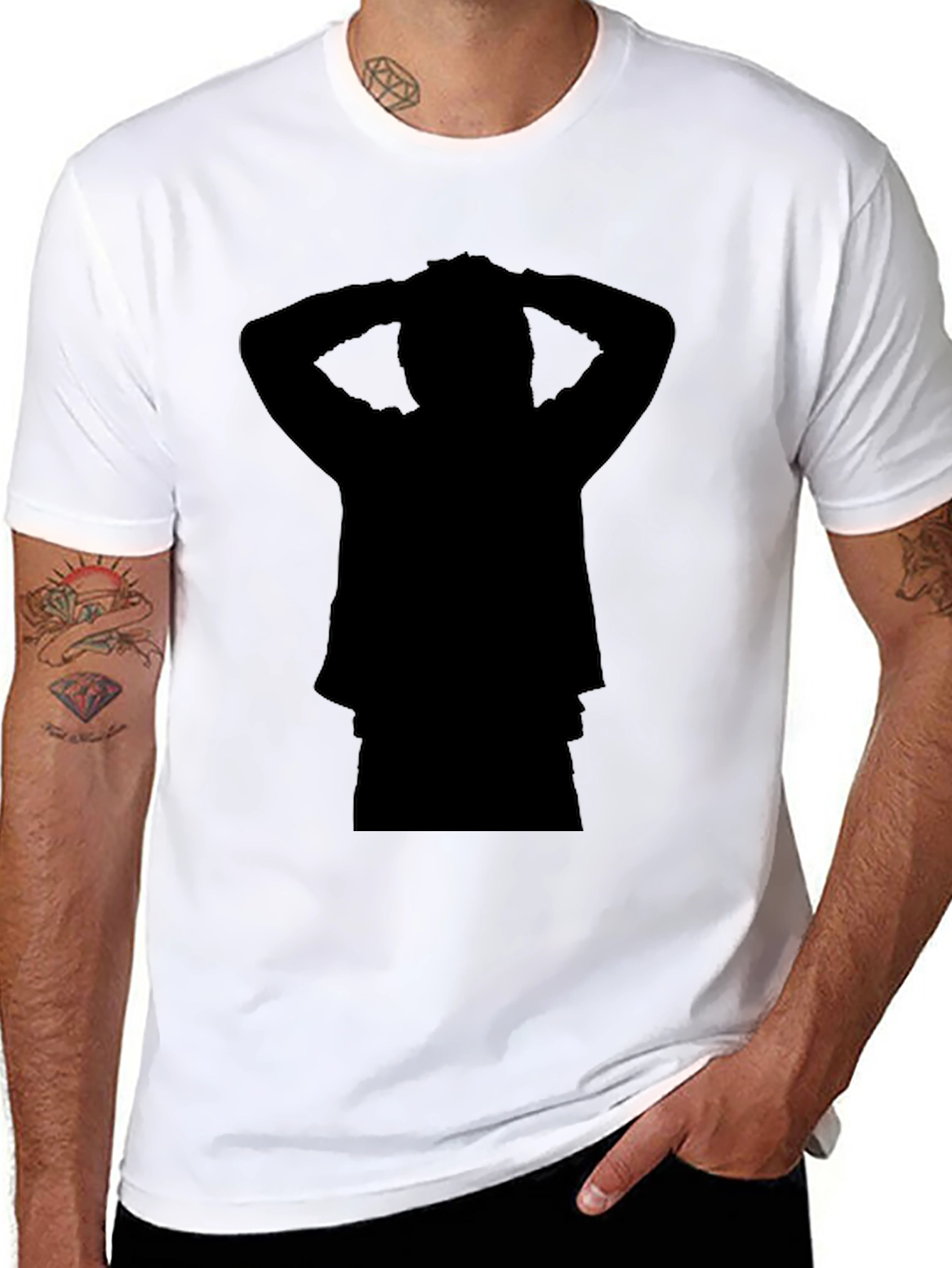 Black Silhouette Graphic Print Crew Neck T-Shirt view 8