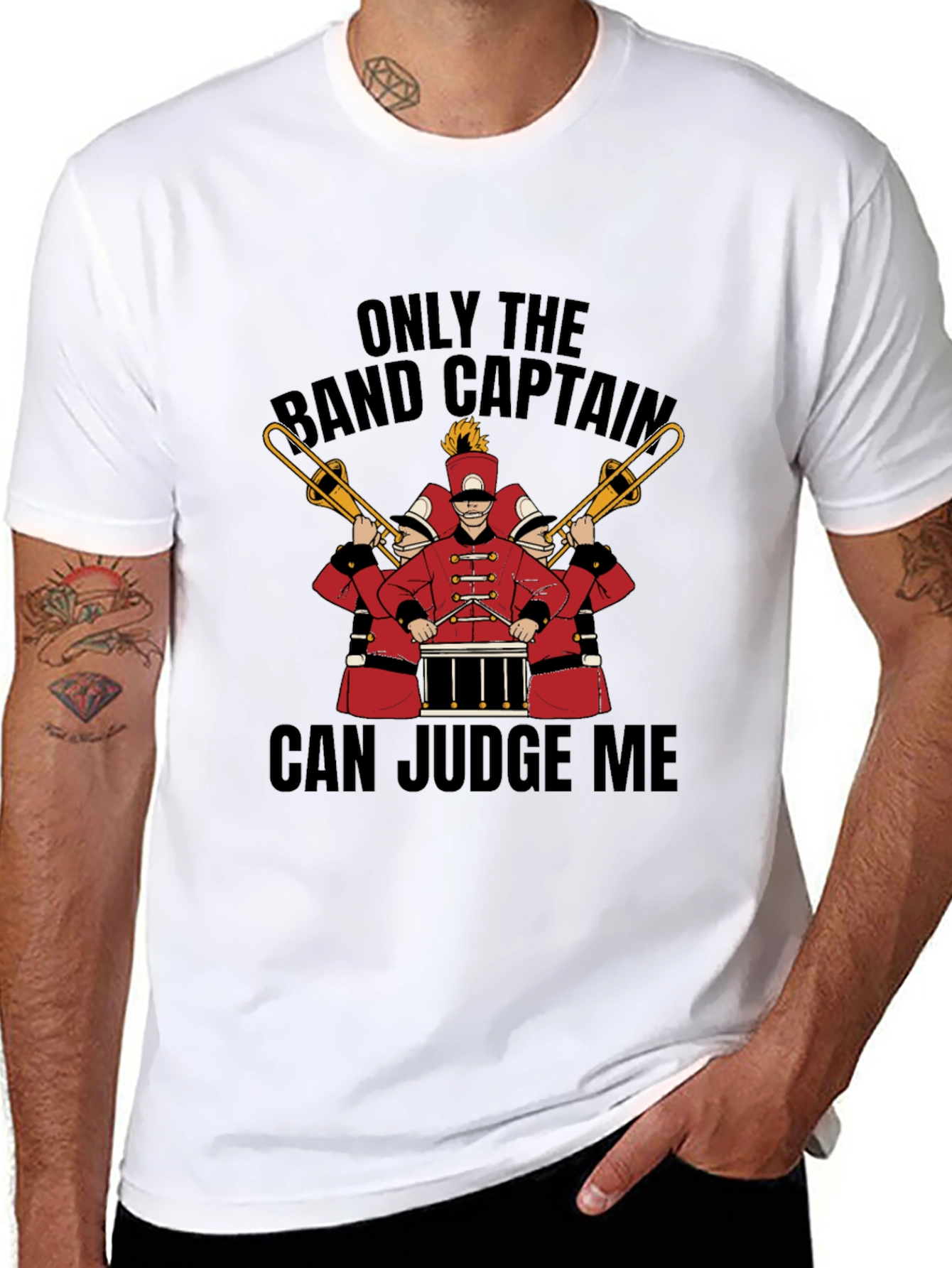 Black Band Captain Judge Me Graphic T-Shirt view 8