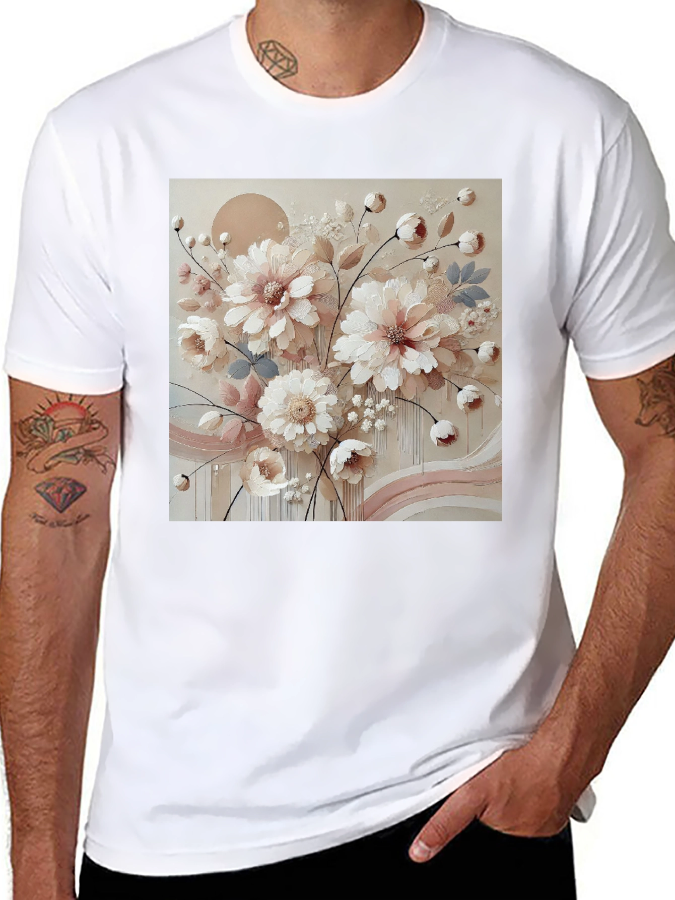 Black Floral Art Graphic Tee - Soft & Stylish view 8