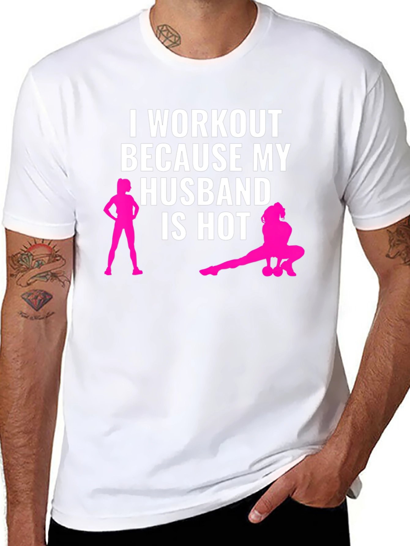 Black Workout Because My Husband is Hot T-Shirt view 8