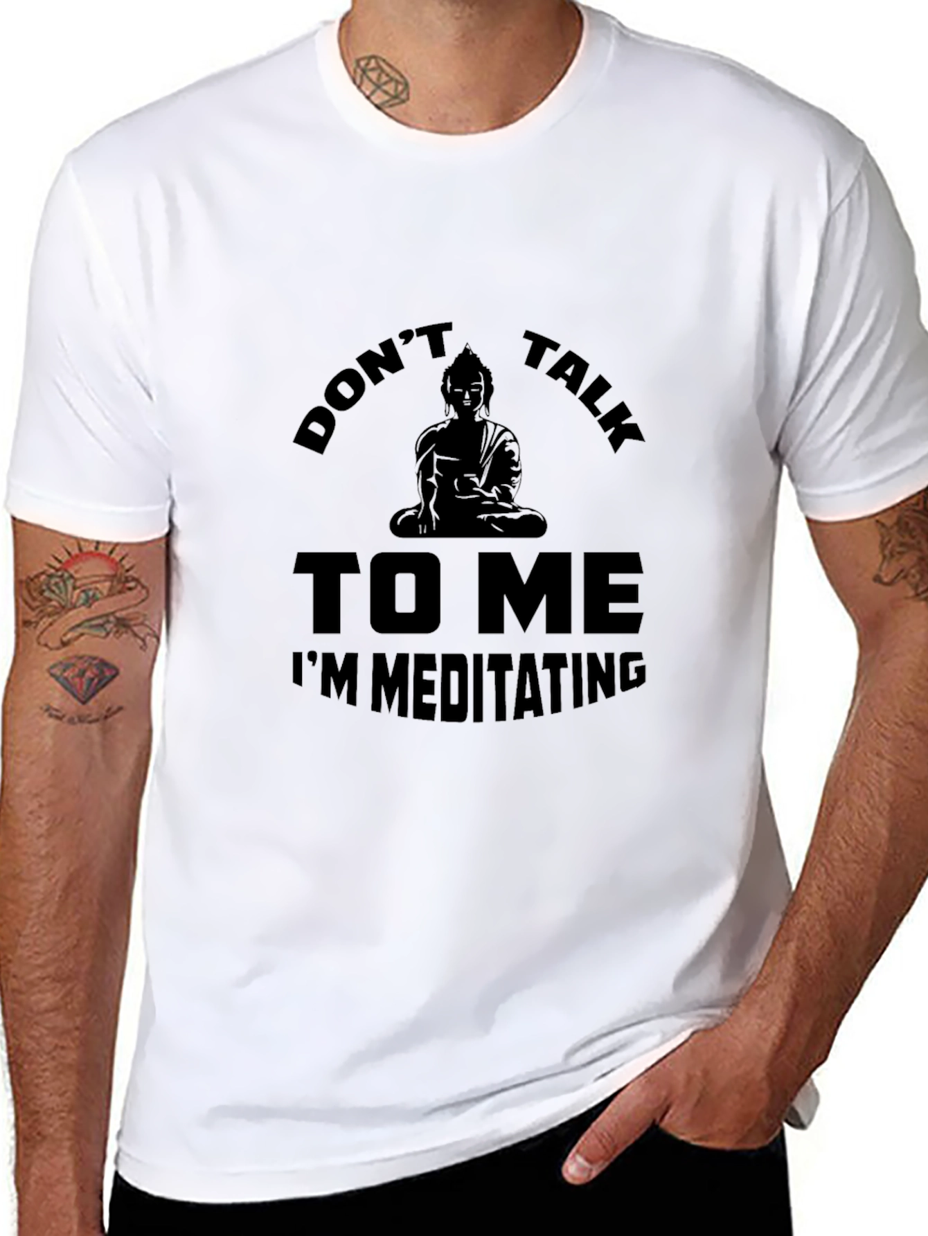 Black Don't Talk to Me Meditating T-Shirt view 8