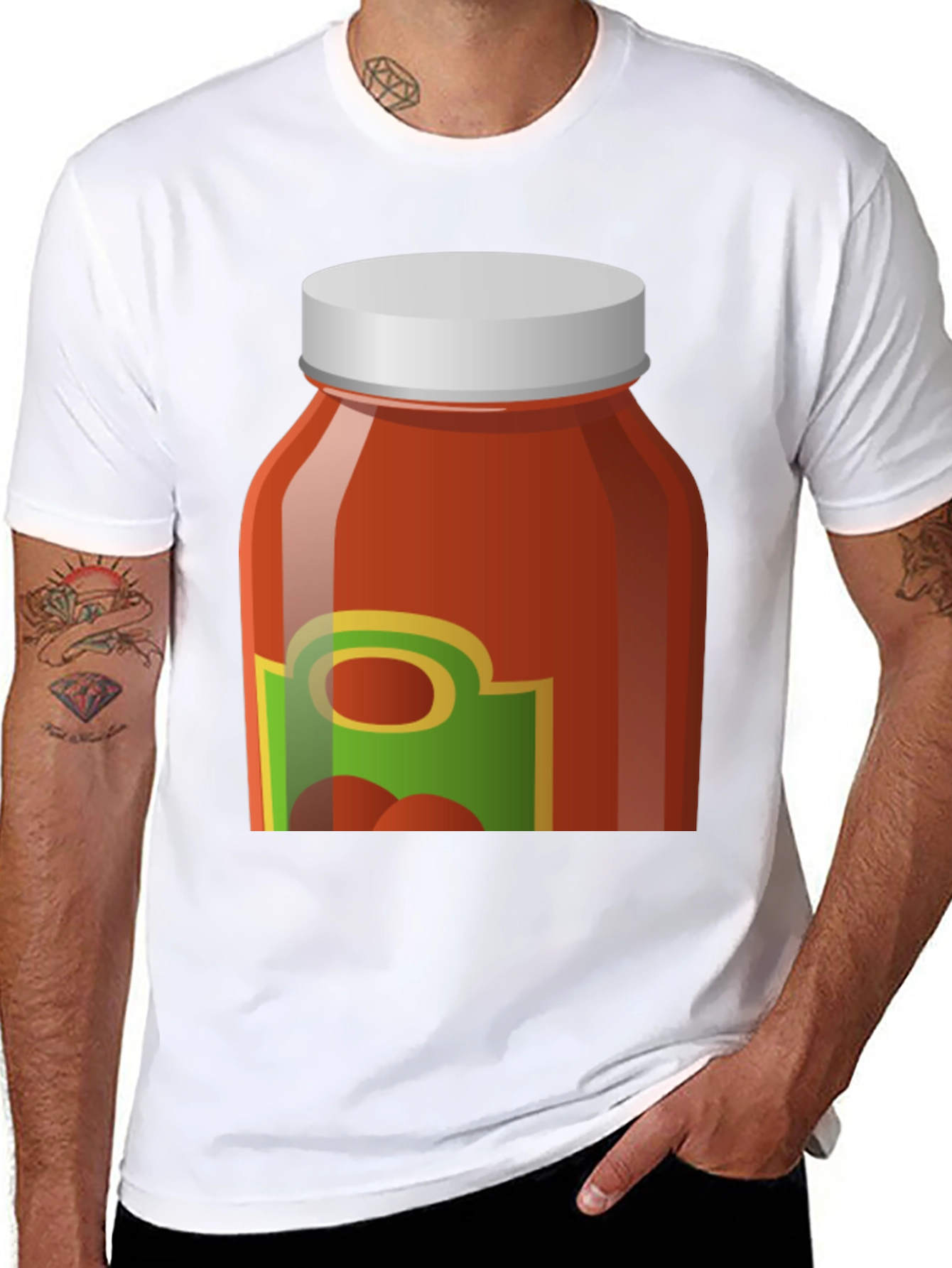 Black Tomato Sauce Jar Graphic Tee - Novelty T-Shirt view 8