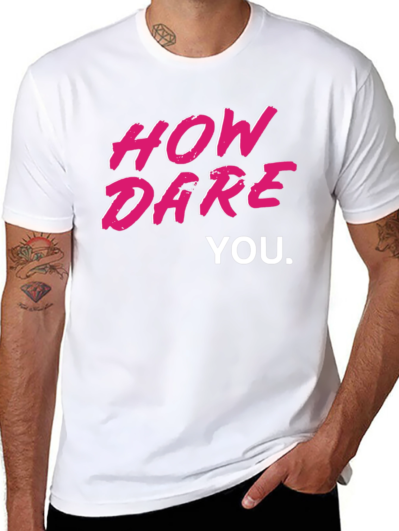 Black How Dare You Graphic Tee - Bold Statement T-Shirt view 8