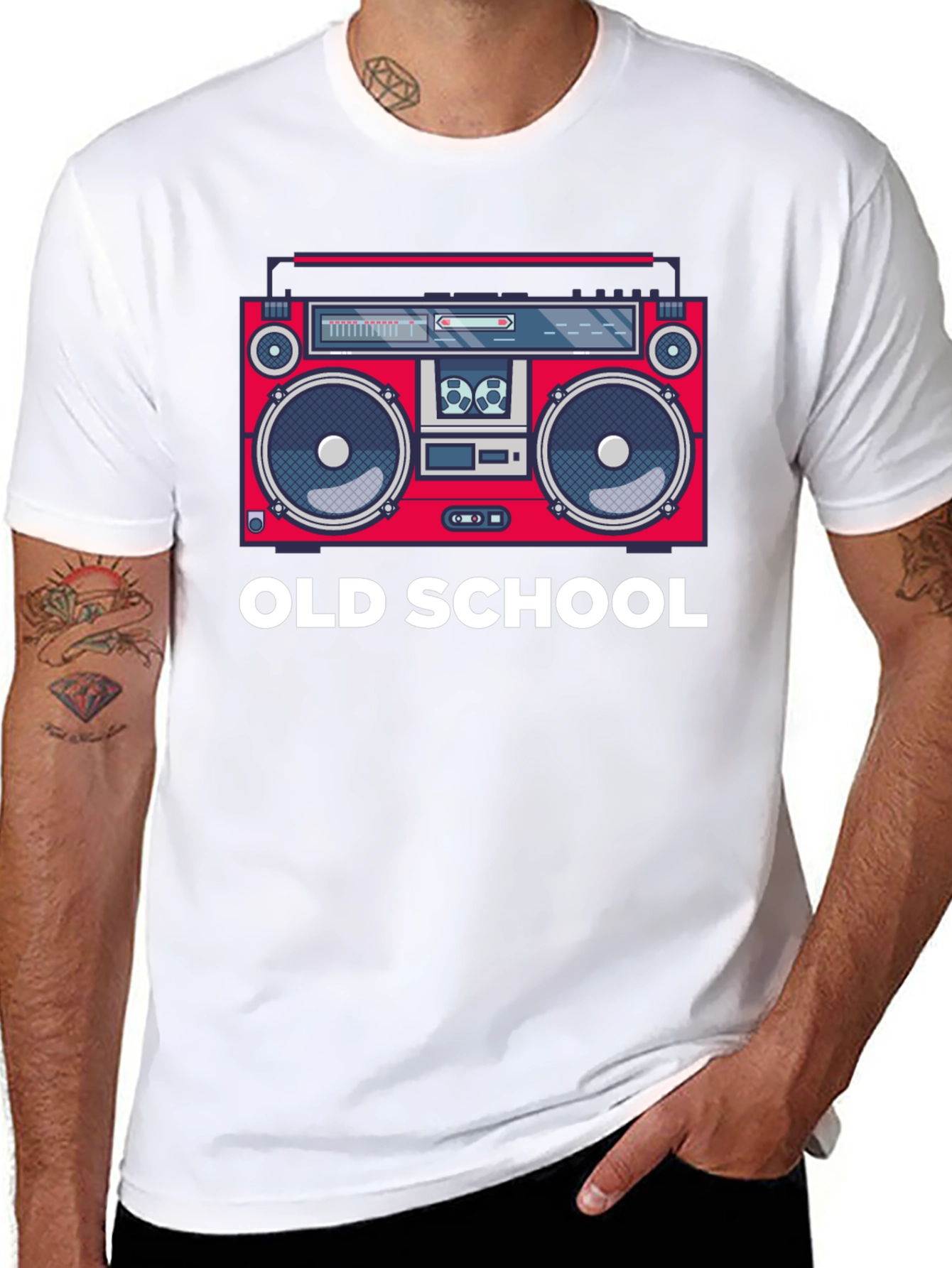 Black Old School Boombox Graphic T-Shirt view 8