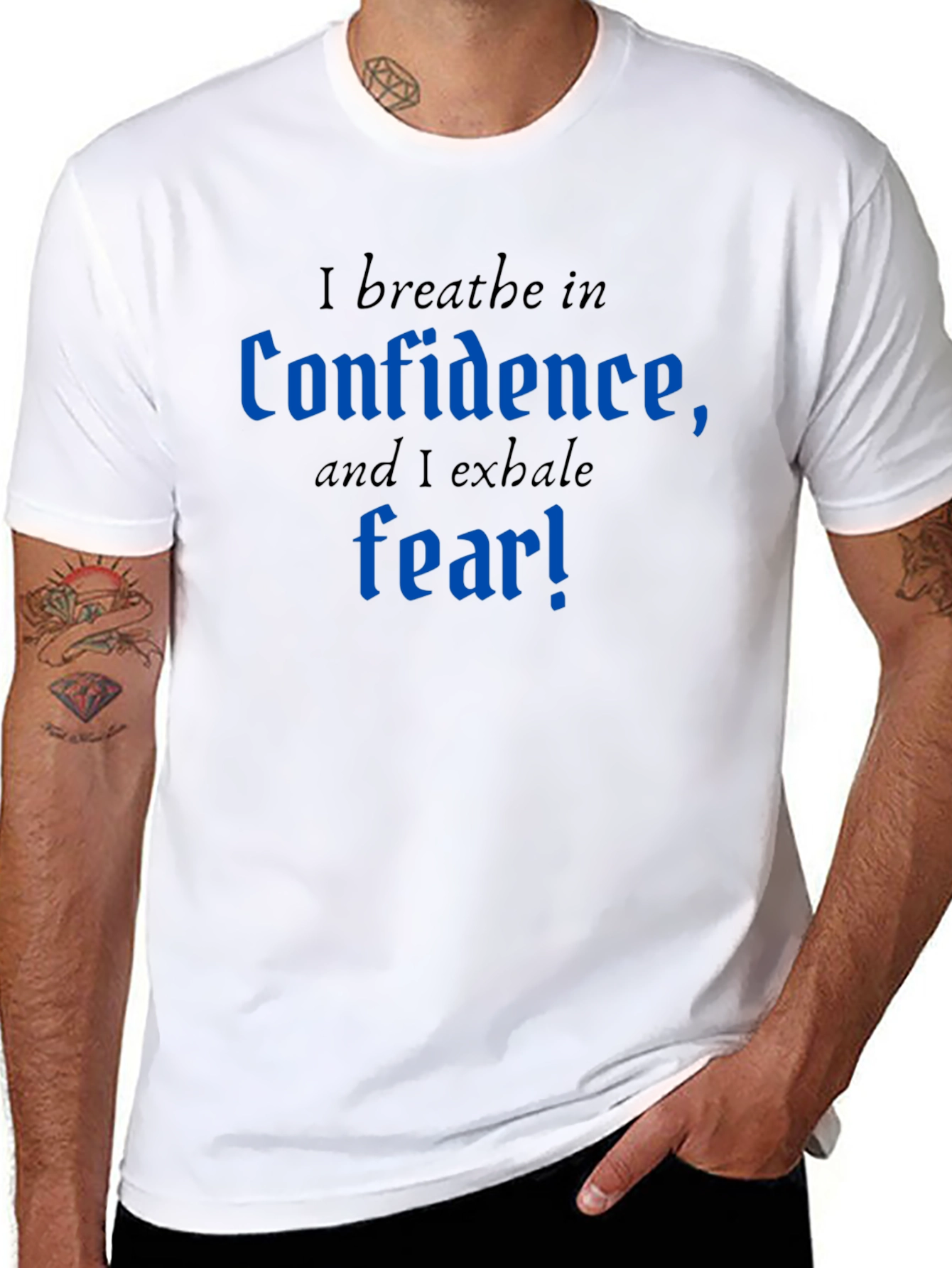 Black Confidence & Fear T-Shirt - Motivational Graphic Tee view 8