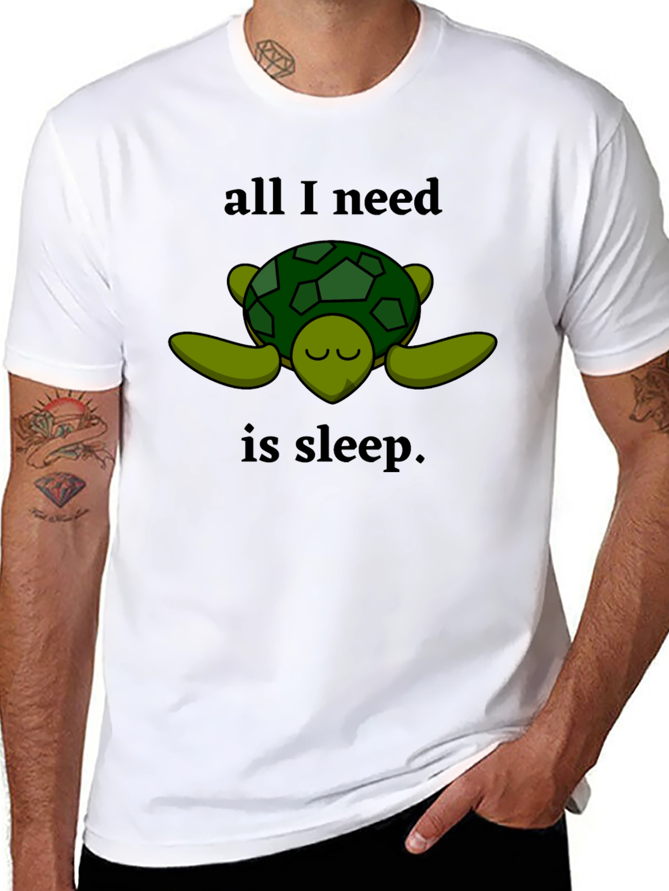Black All I Need is Sleep Turtle Graphic T-Shirt view 8