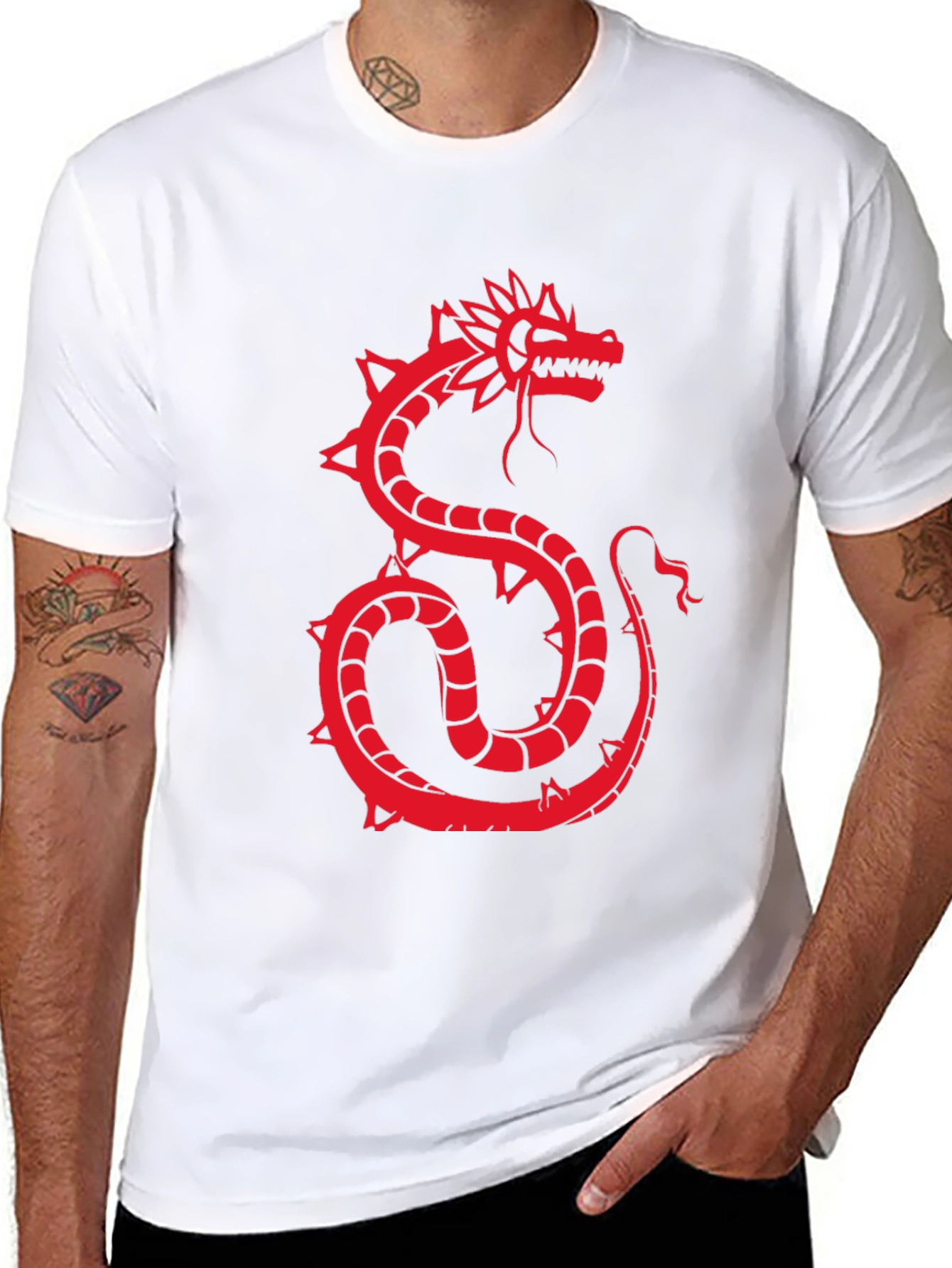 Black Red Dragon Graphic Black T-Shirt view 8