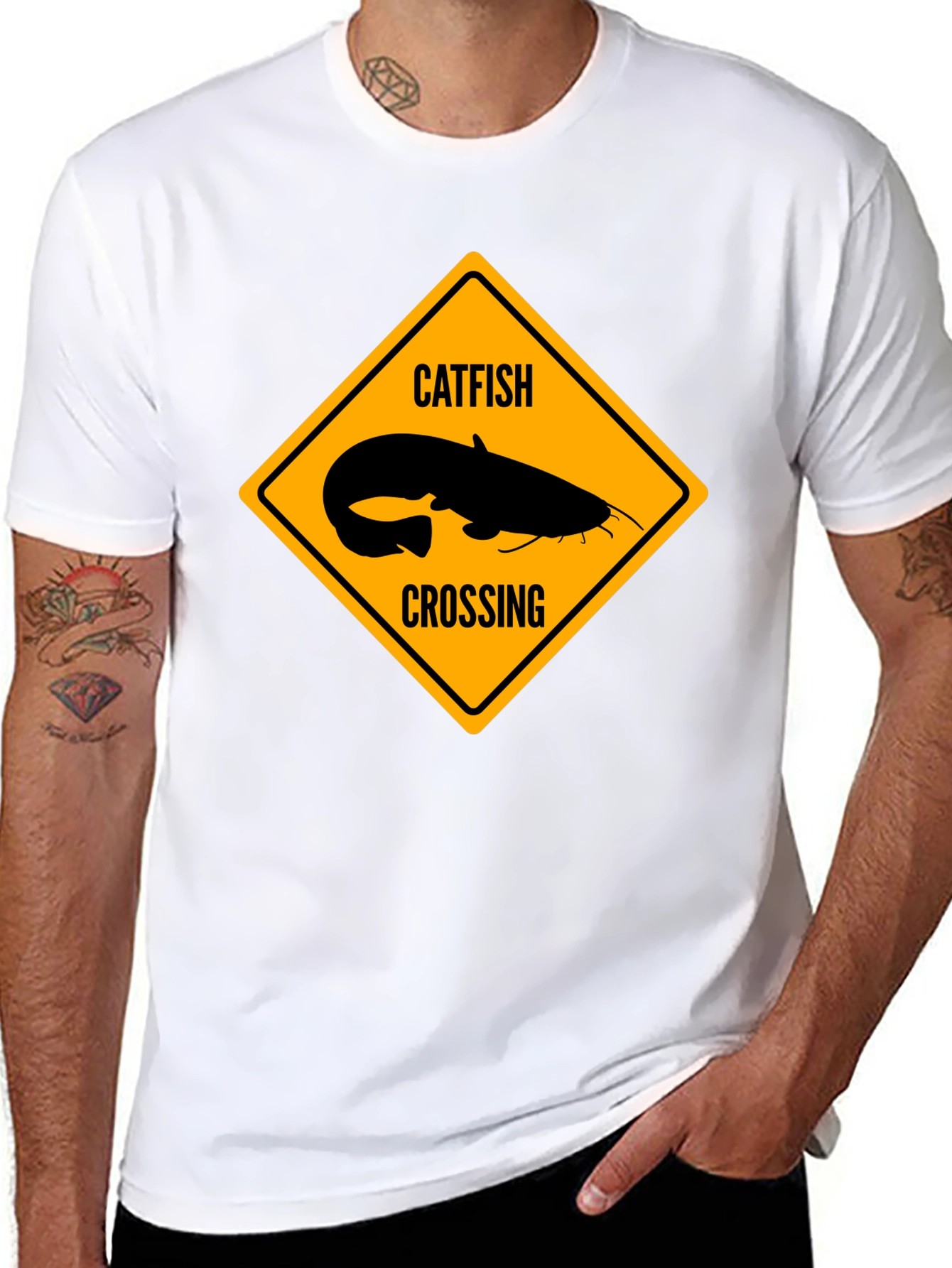 Black Catfish Crossing Graphic T-Shirt - Black view 8