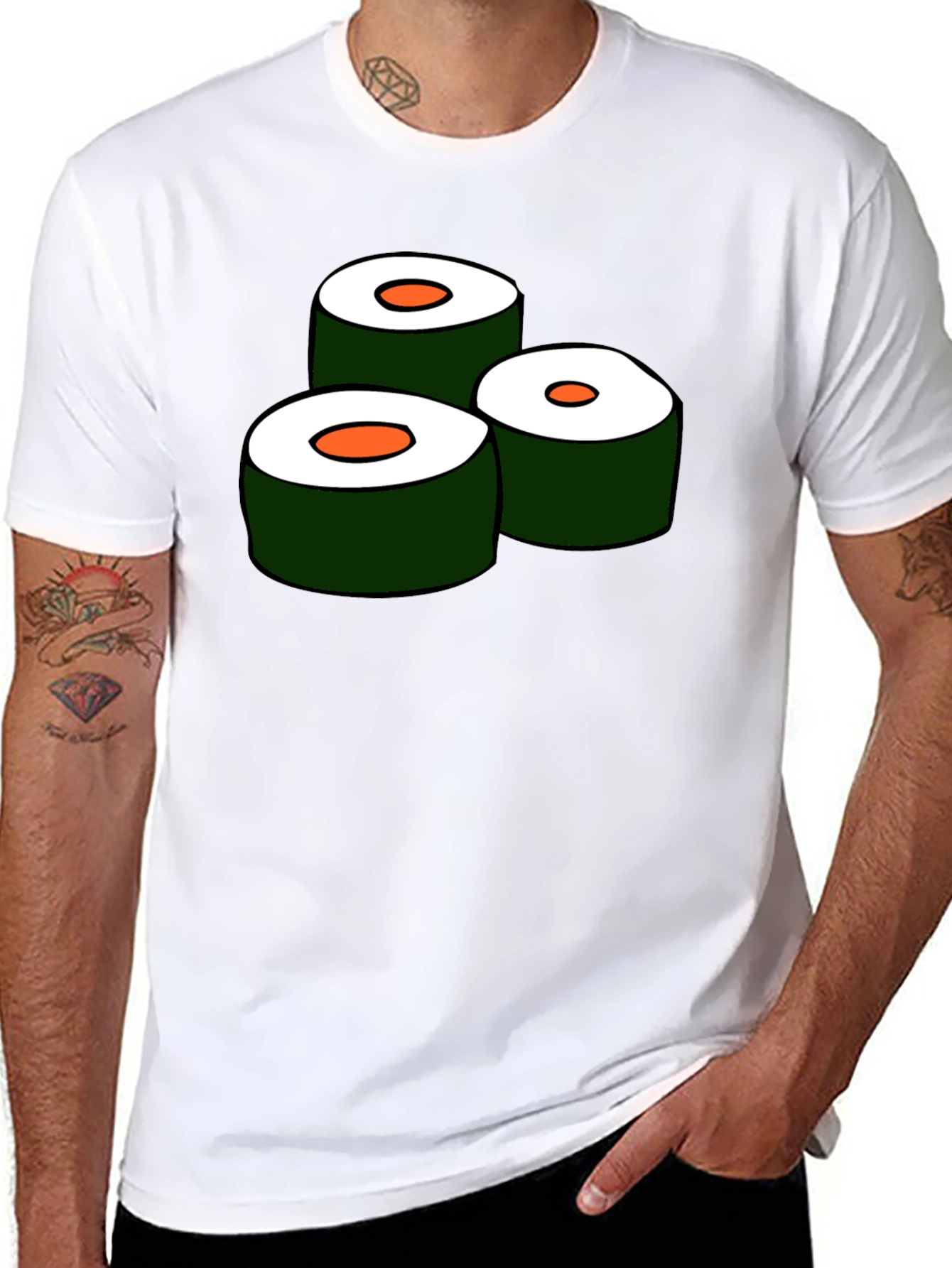 Black Sushi Roll Graphic Tee - Unique Foodie T-Shirt view 8