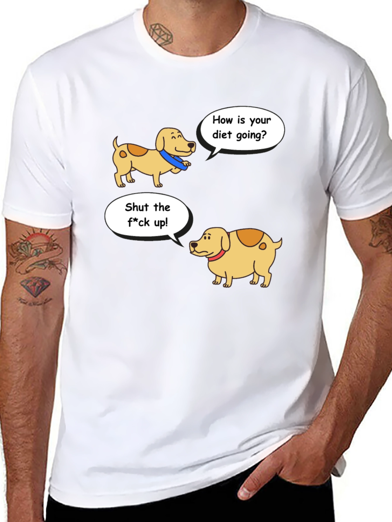 Black Funny Diet Dog Cartoon T-Shirt view 8