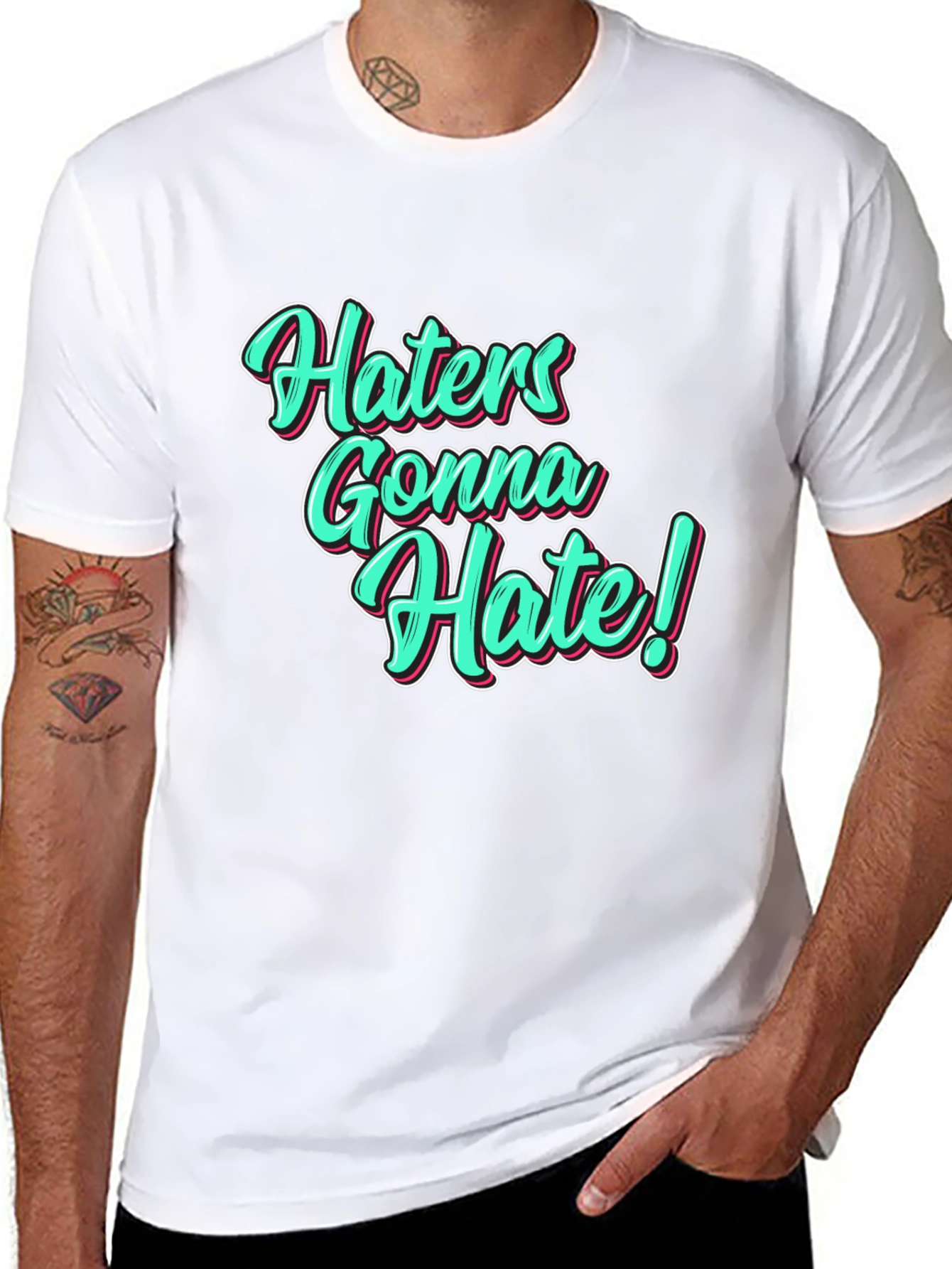 Black Haters Gonna Hate Black T-Shirt view 8