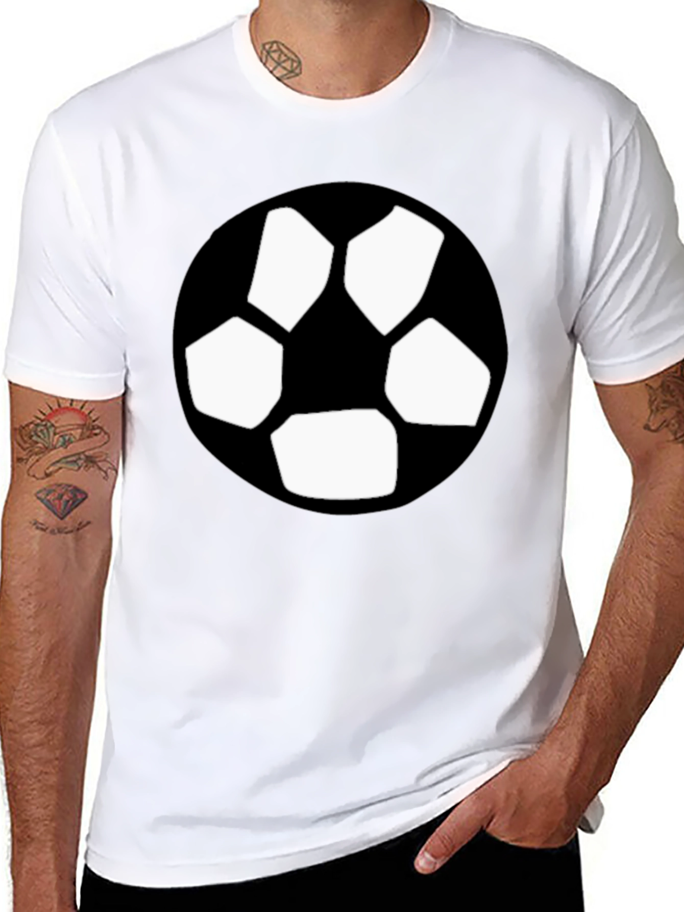 Black Black T-Shirt with Soccer Ball Graphic view 8