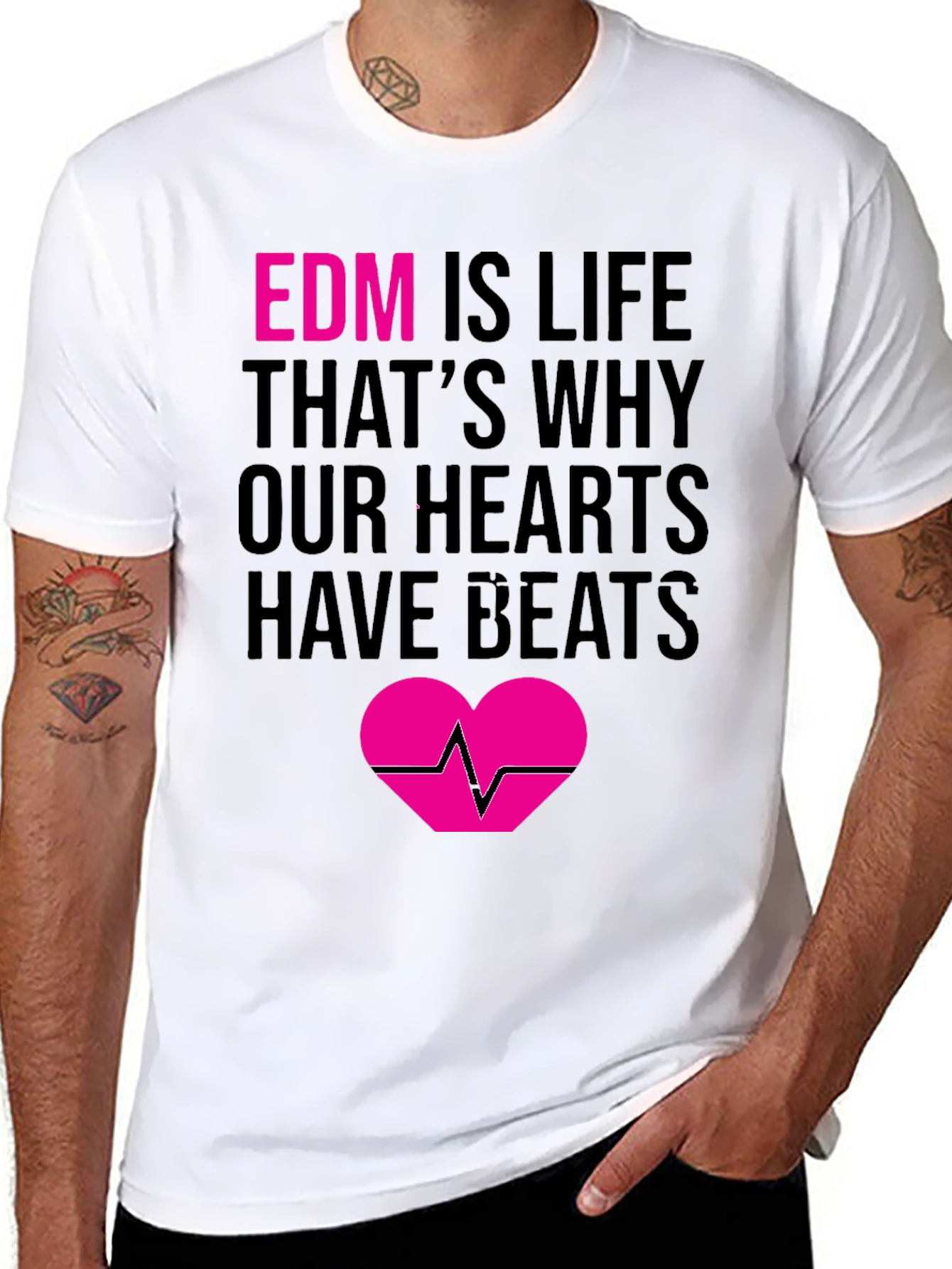 Black EDM is Life Graphic Tee - Music Lover T-Shirt view 8
